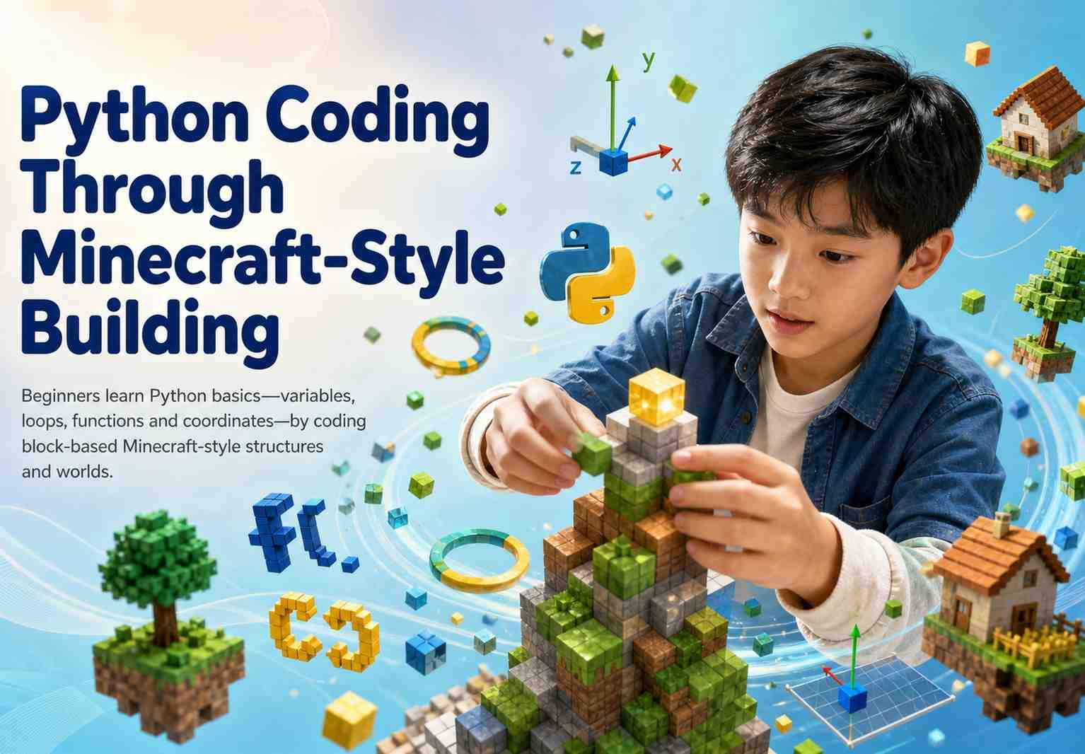 Python Coding Through Minecraft-Style Building