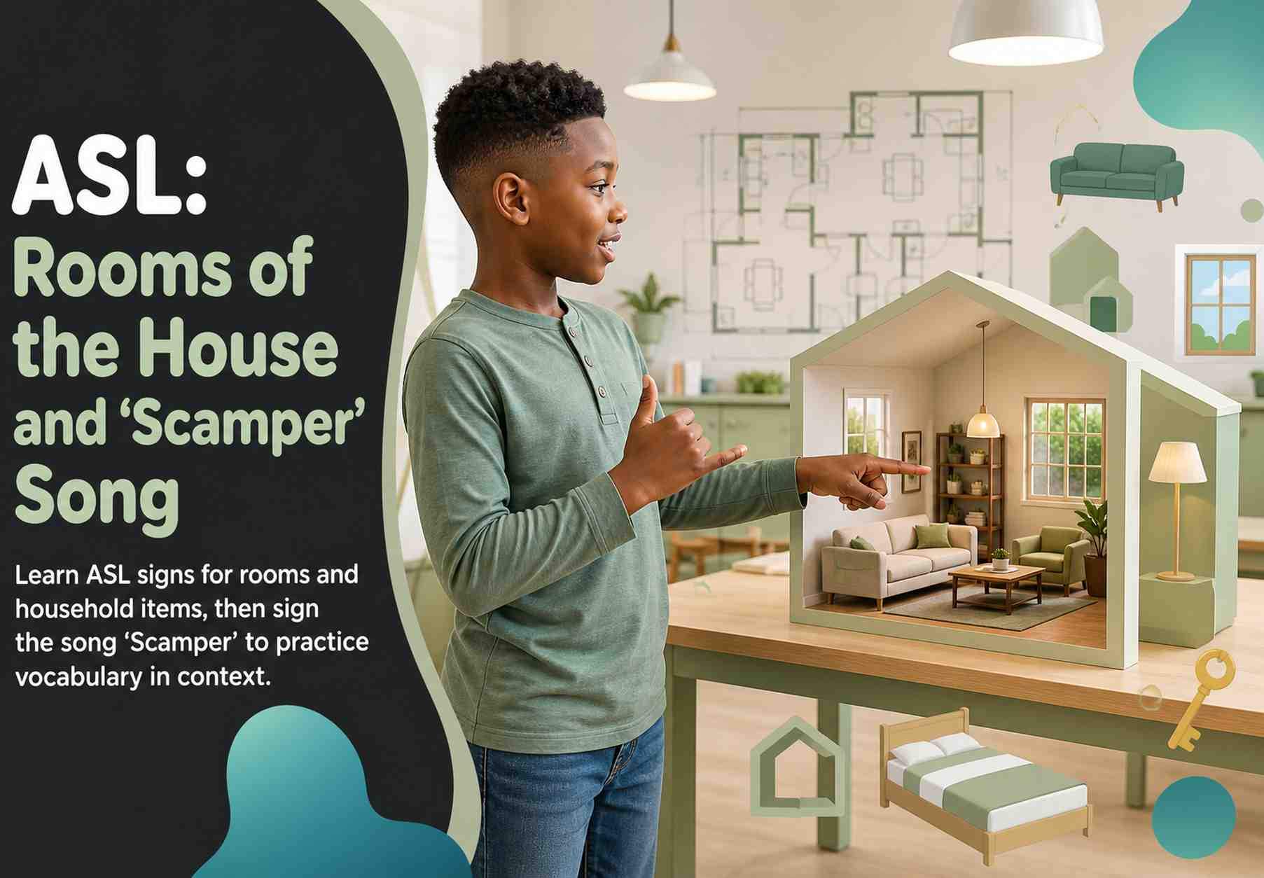 ASL: Rooms of the House and 'Scamper' Song