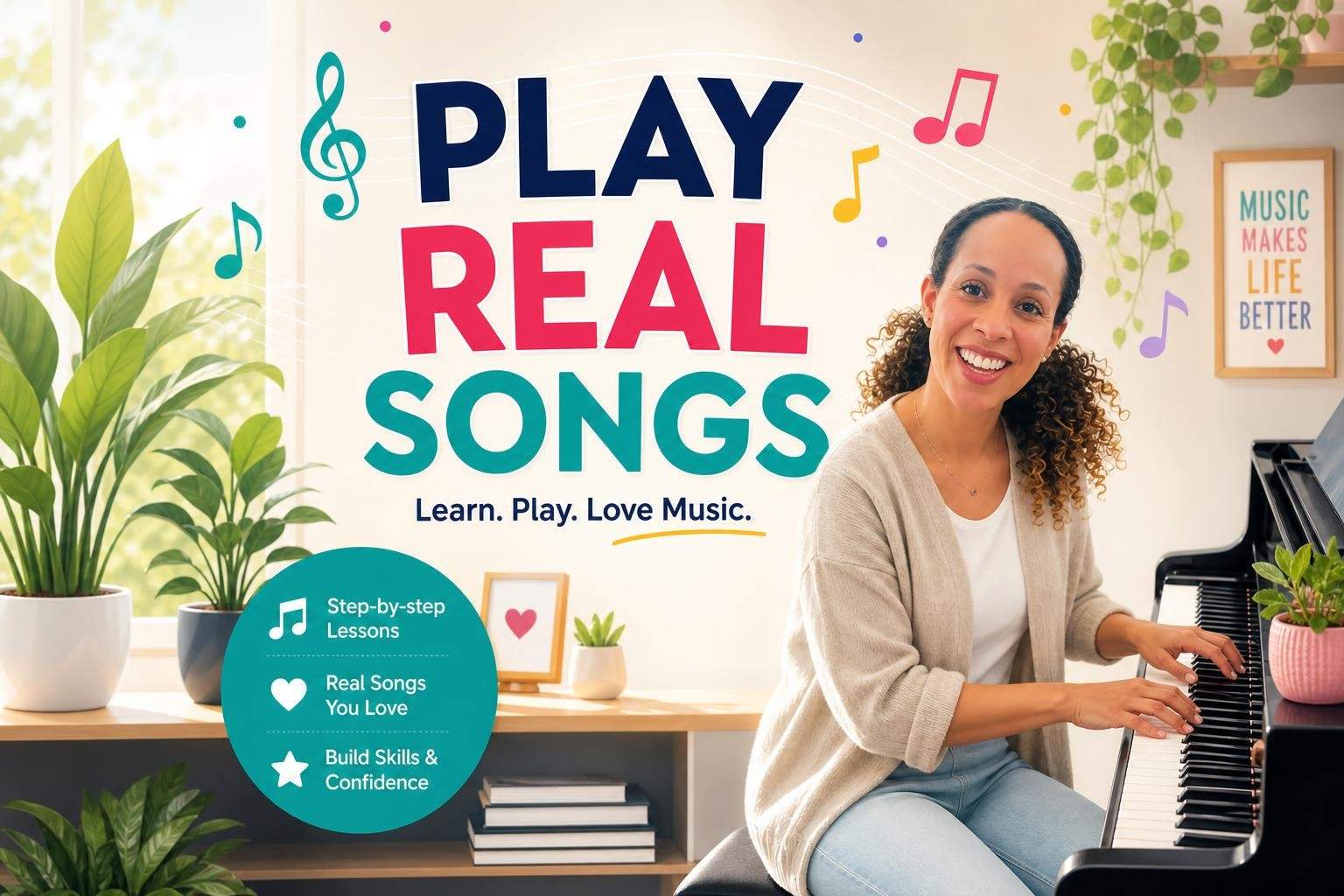 Beginner Piano: Read Notes, Rhythm & Play Real Songs