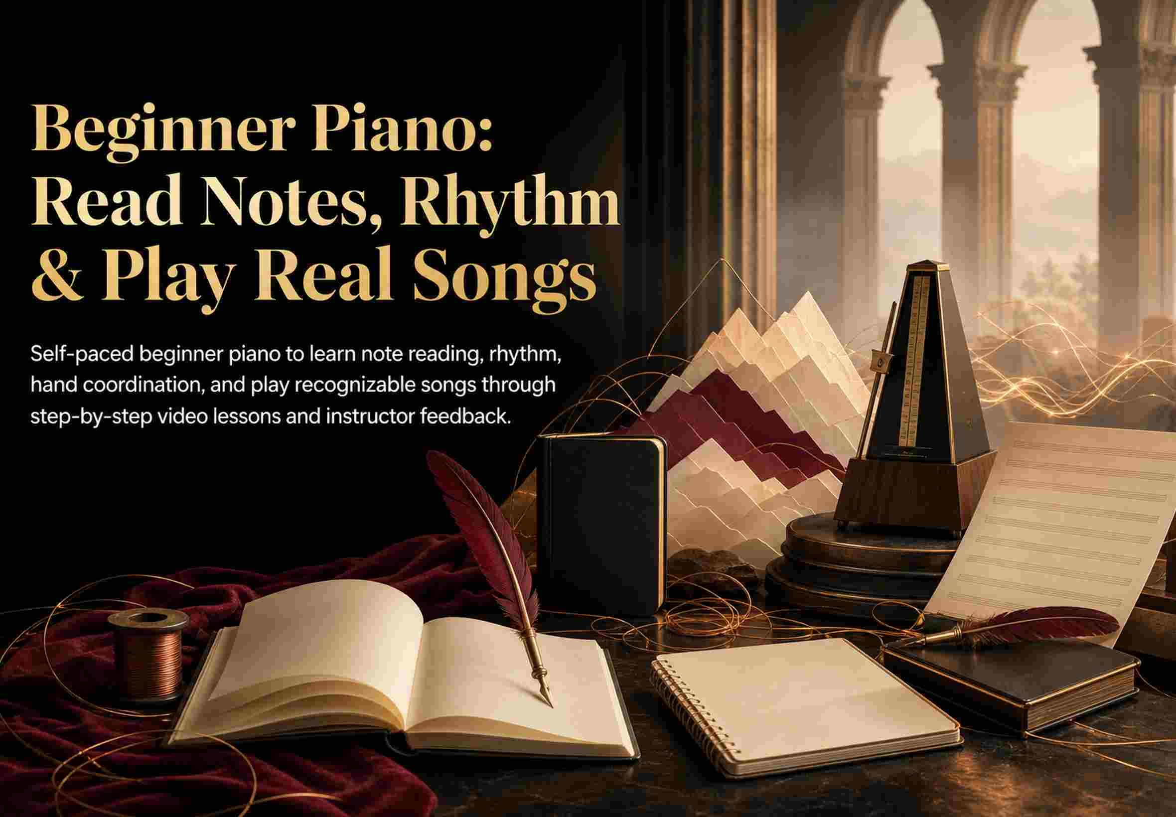Beginner Piano: Read Notes, Rhythm & Play Real Songs