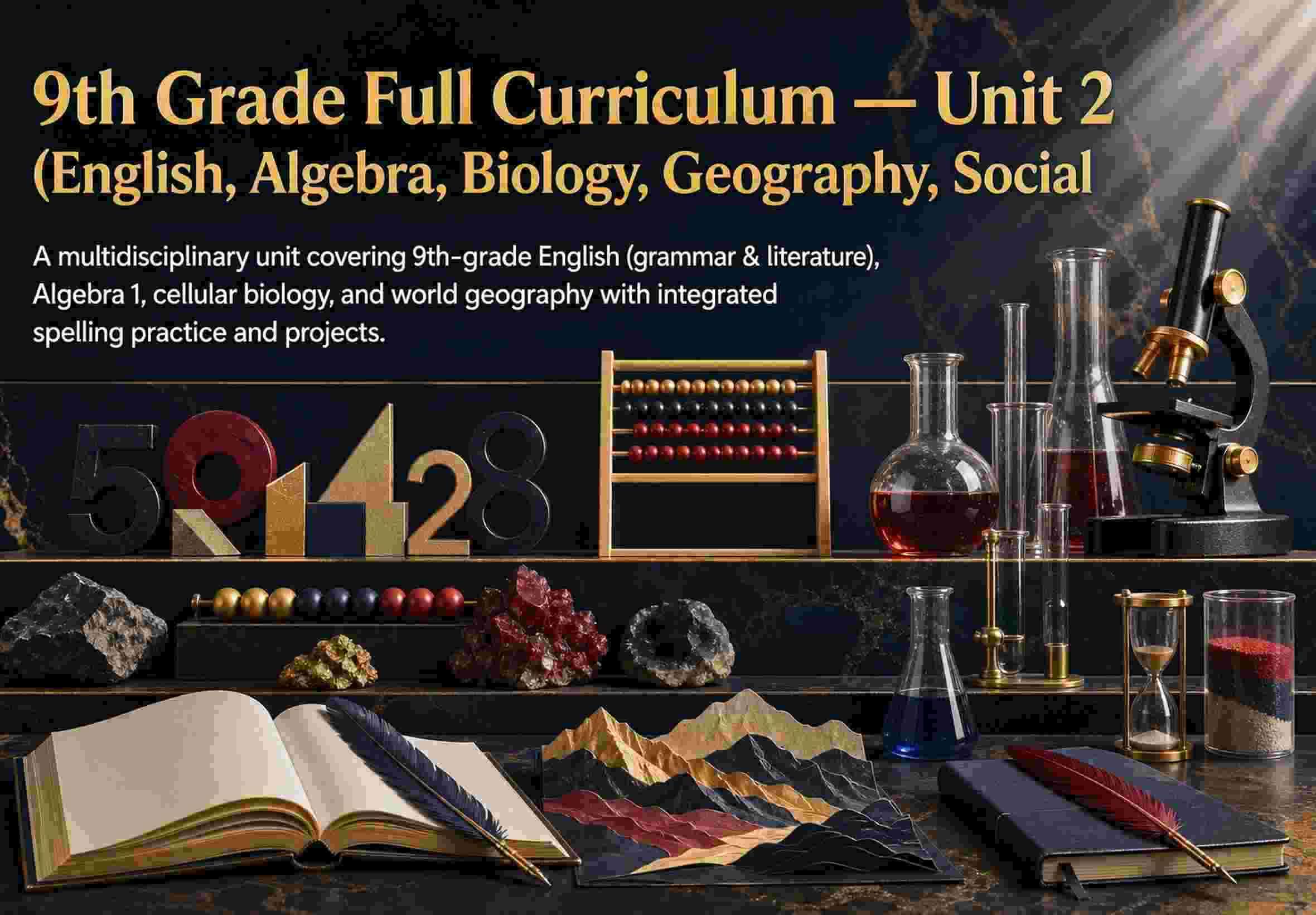 9th Grade Full Curriculum — Unit 2 (English, Algebra, Biology, Geography, Social
