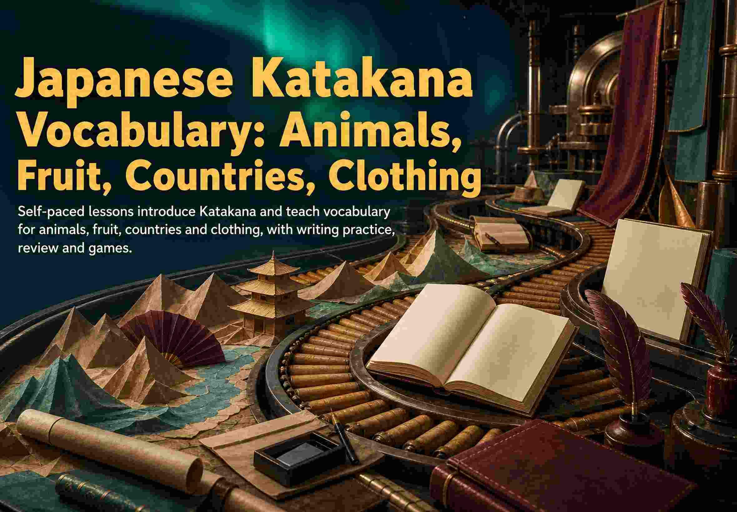 Japanese Katakana Vocabulary: Animals, Fruit, Countries, Clothing