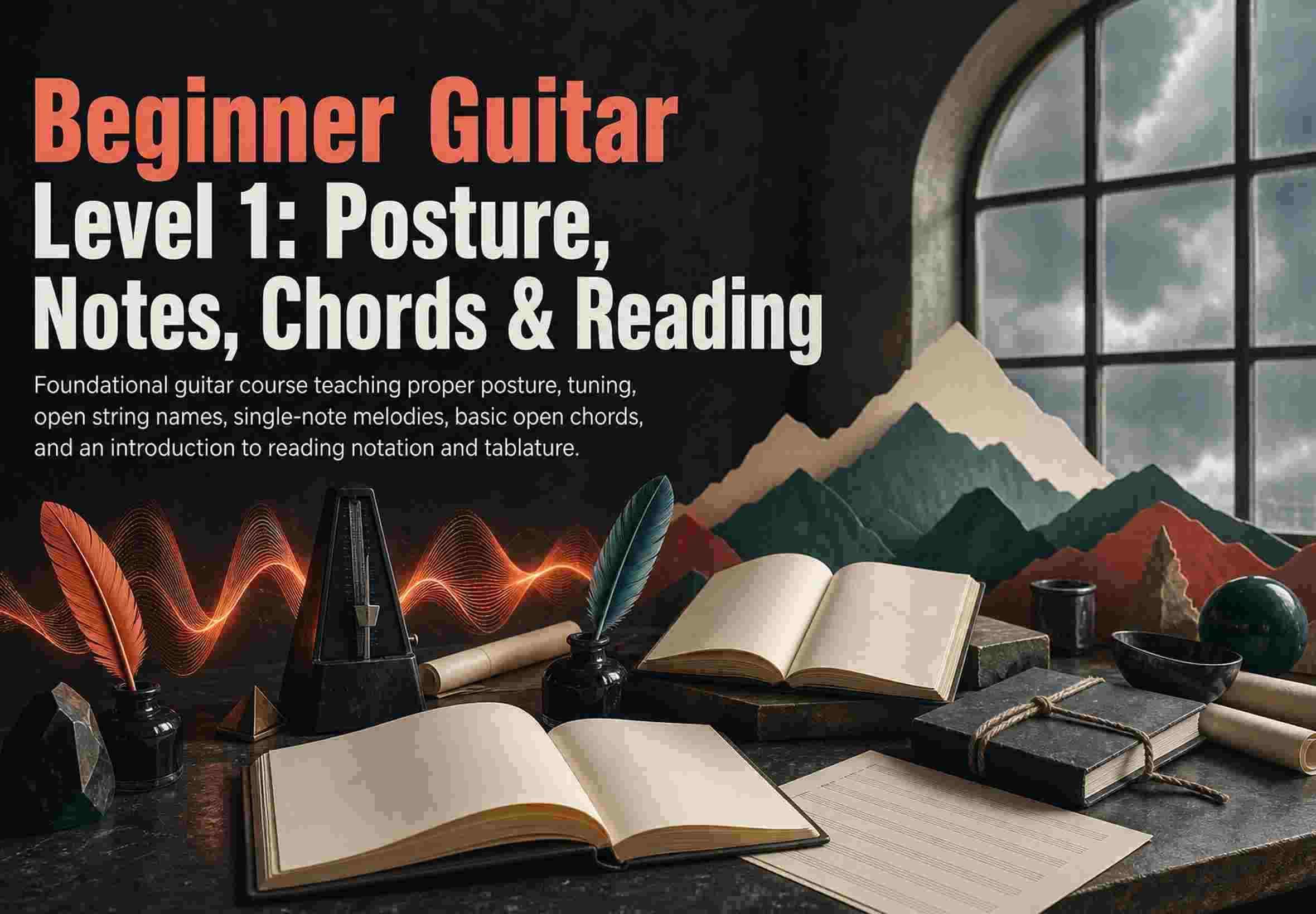 Beginner Guitar Level 1: Posture, Notes, Chords & Reading
