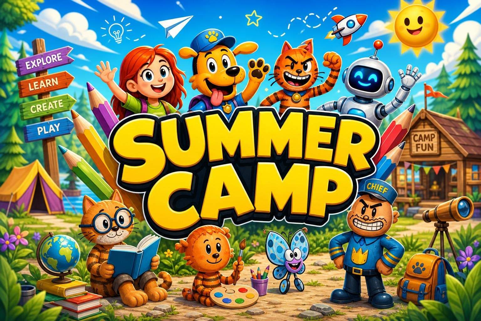 Dog Man Cartoon Drawing: 5-Day Camp