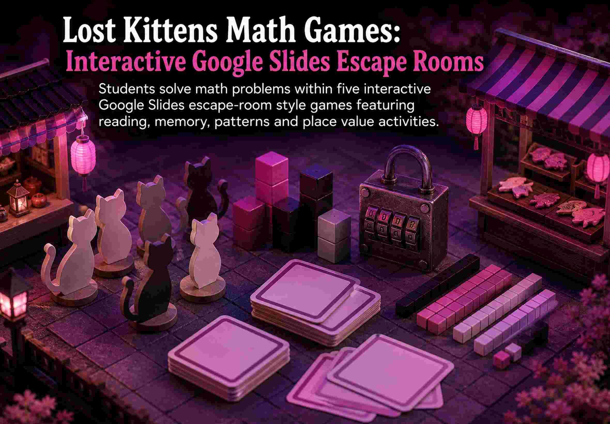 Lost Kittens Math Games: Interactive Google Slides Escape Rooms