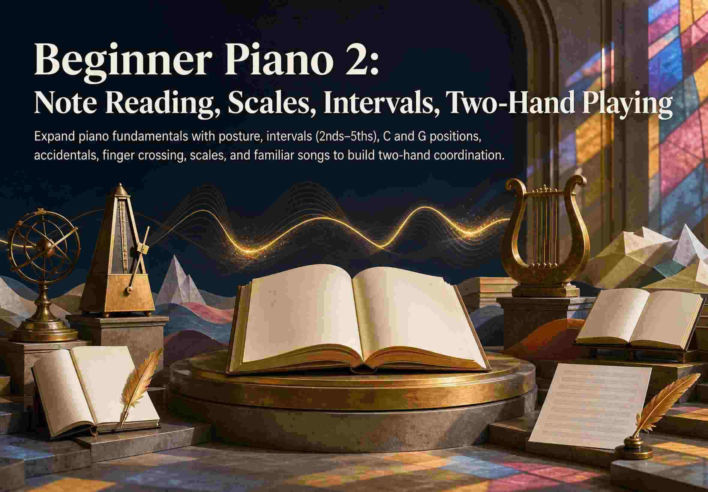 Beginner Piano 2: Note Reading, Scales, Intervals, Two-Hand Playing