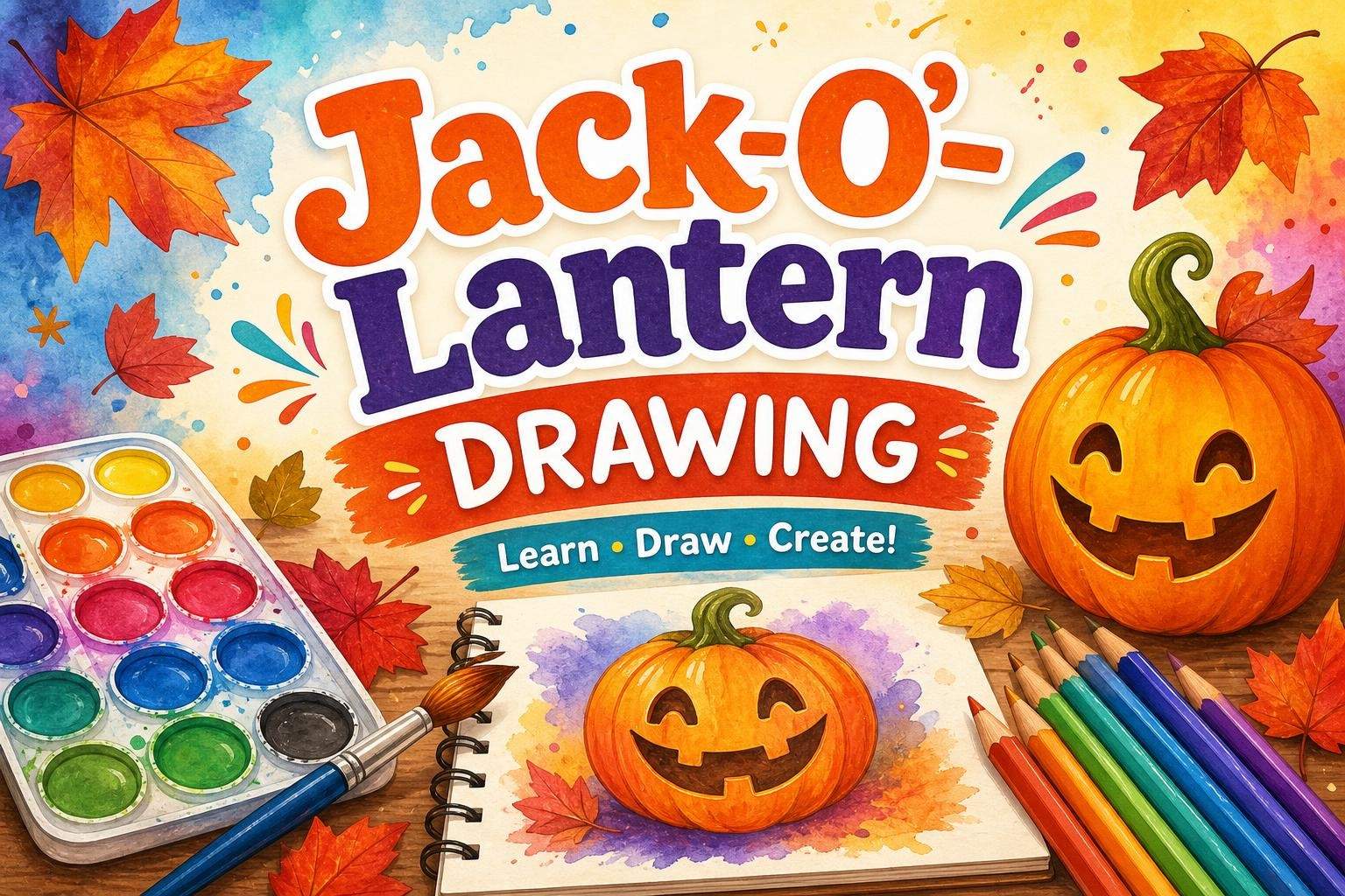 Jack-O'-Lantern Drawing with Crayola Watercolors