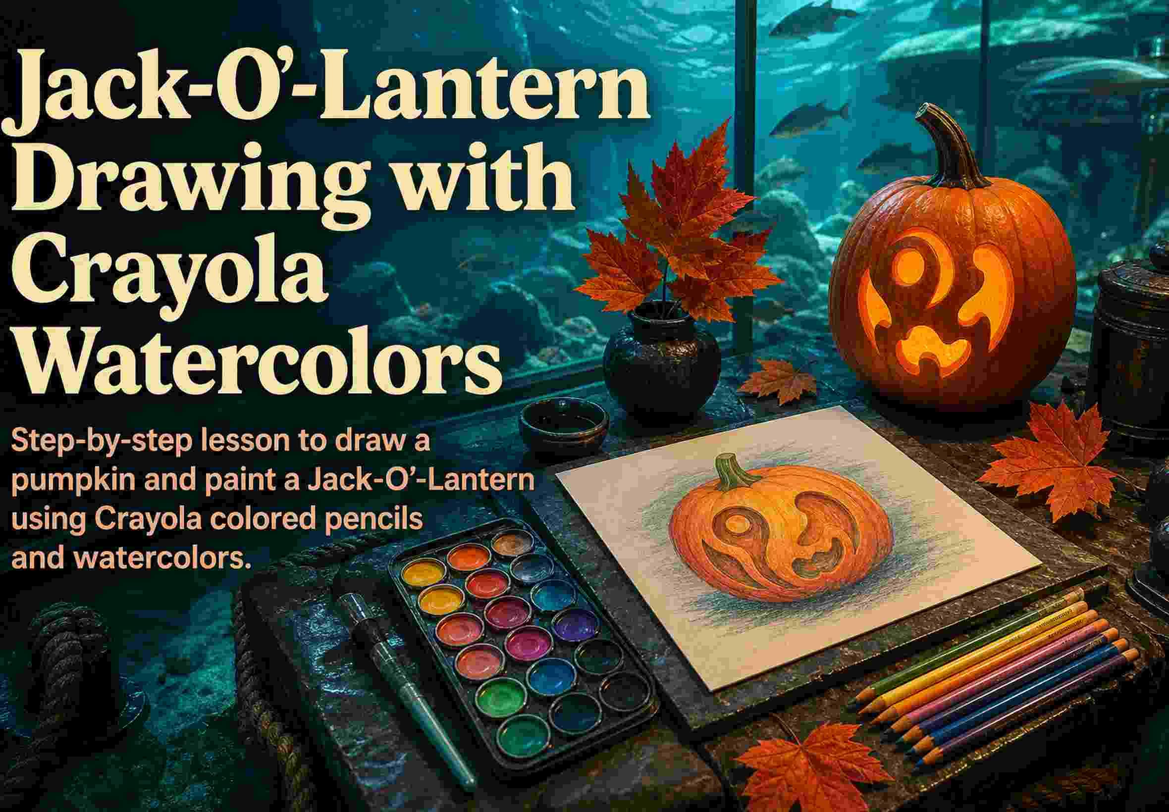 Jack-O'-Lantern Drawing with Crayola Watercolors