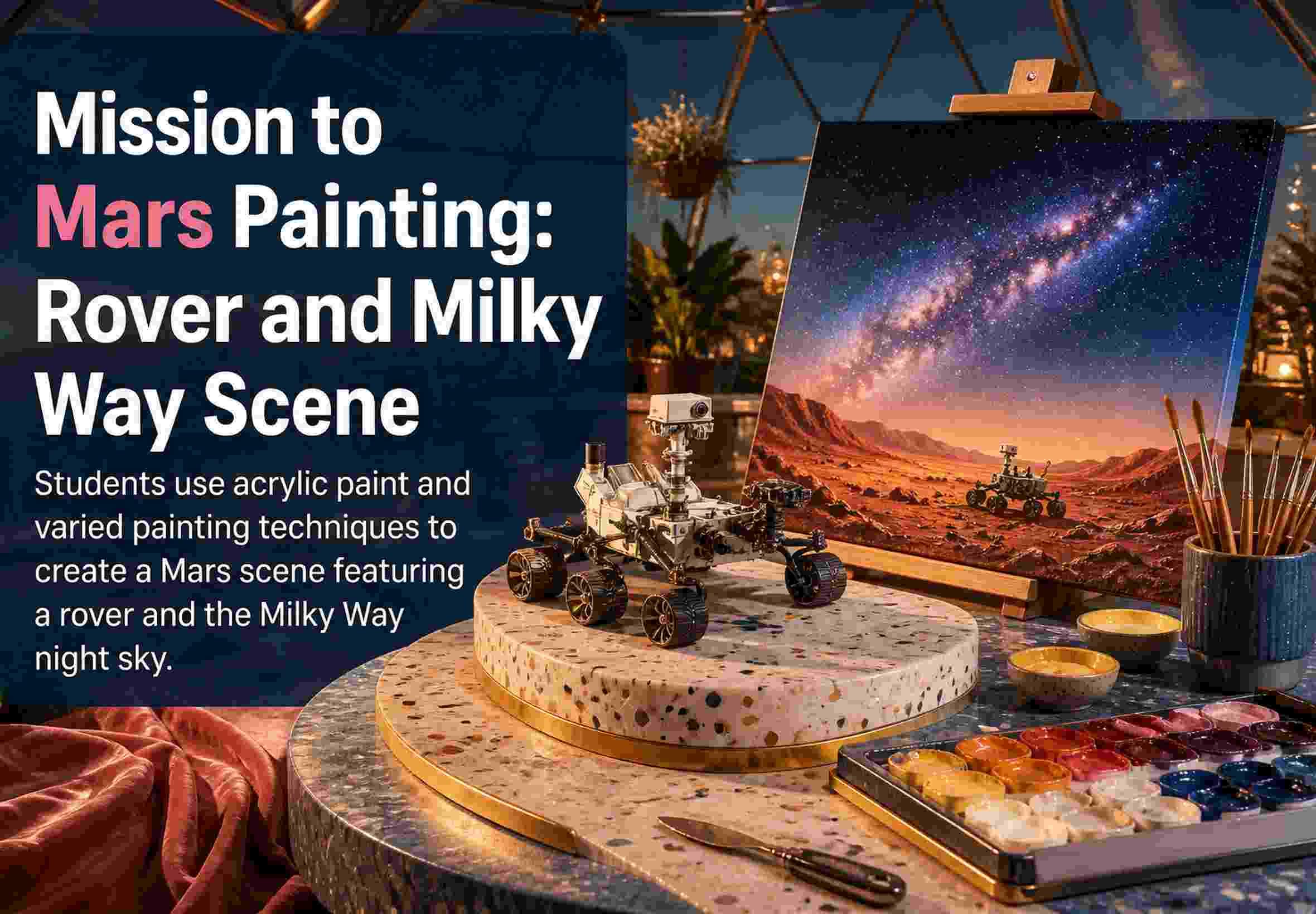 Mission to Mars Painting: Rover and Milky Way Scene