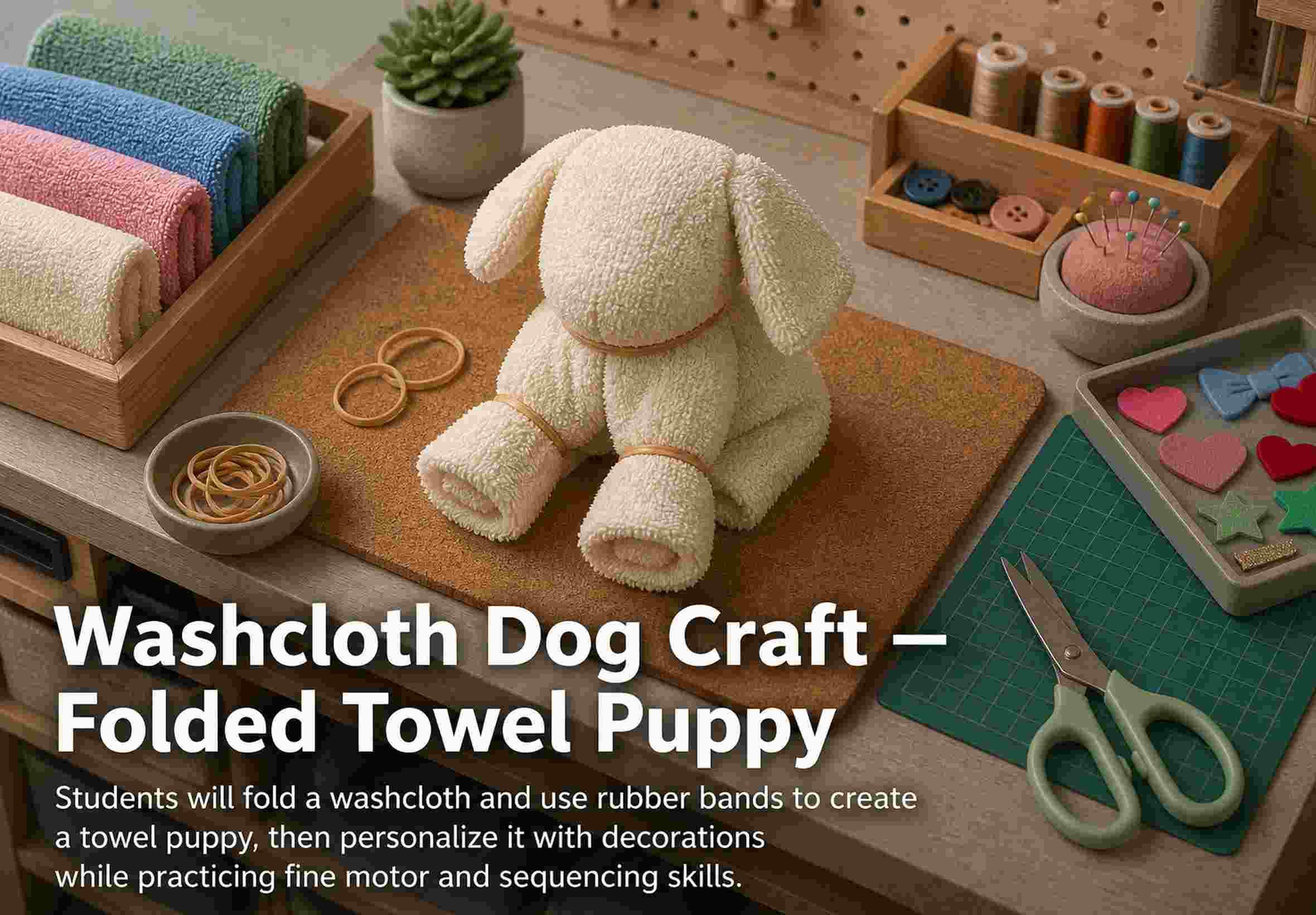 Washcloth Dog Craft — Folded Towel Puppy