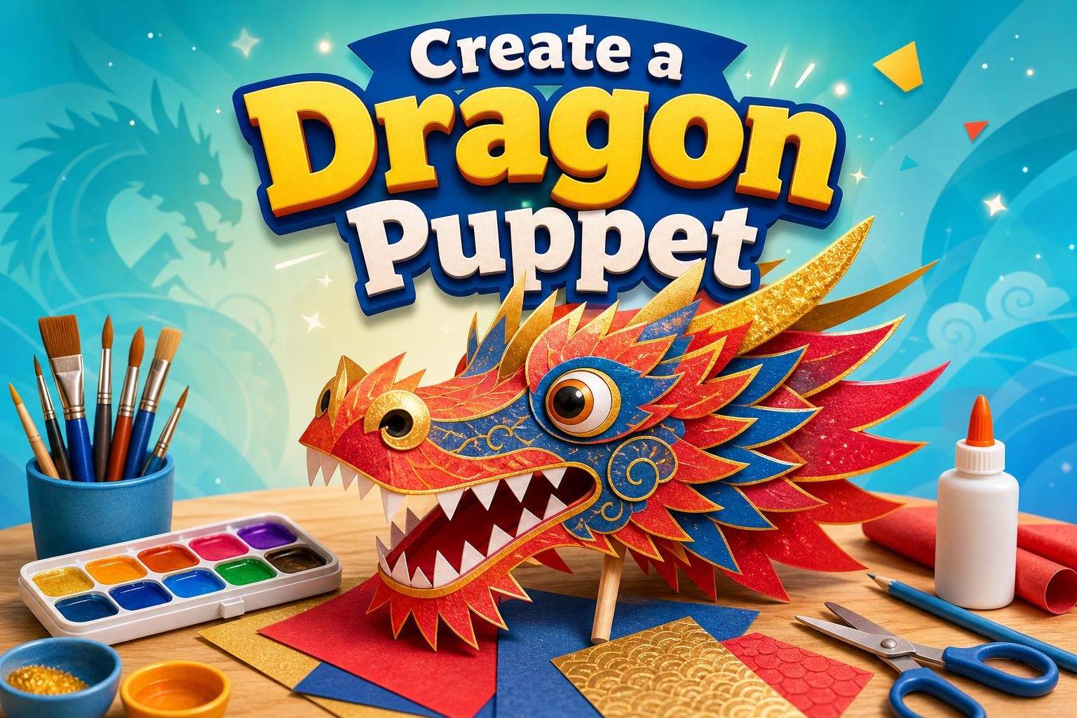 Create a Dragon Puppet: Drawing and Paper Puppet Construction