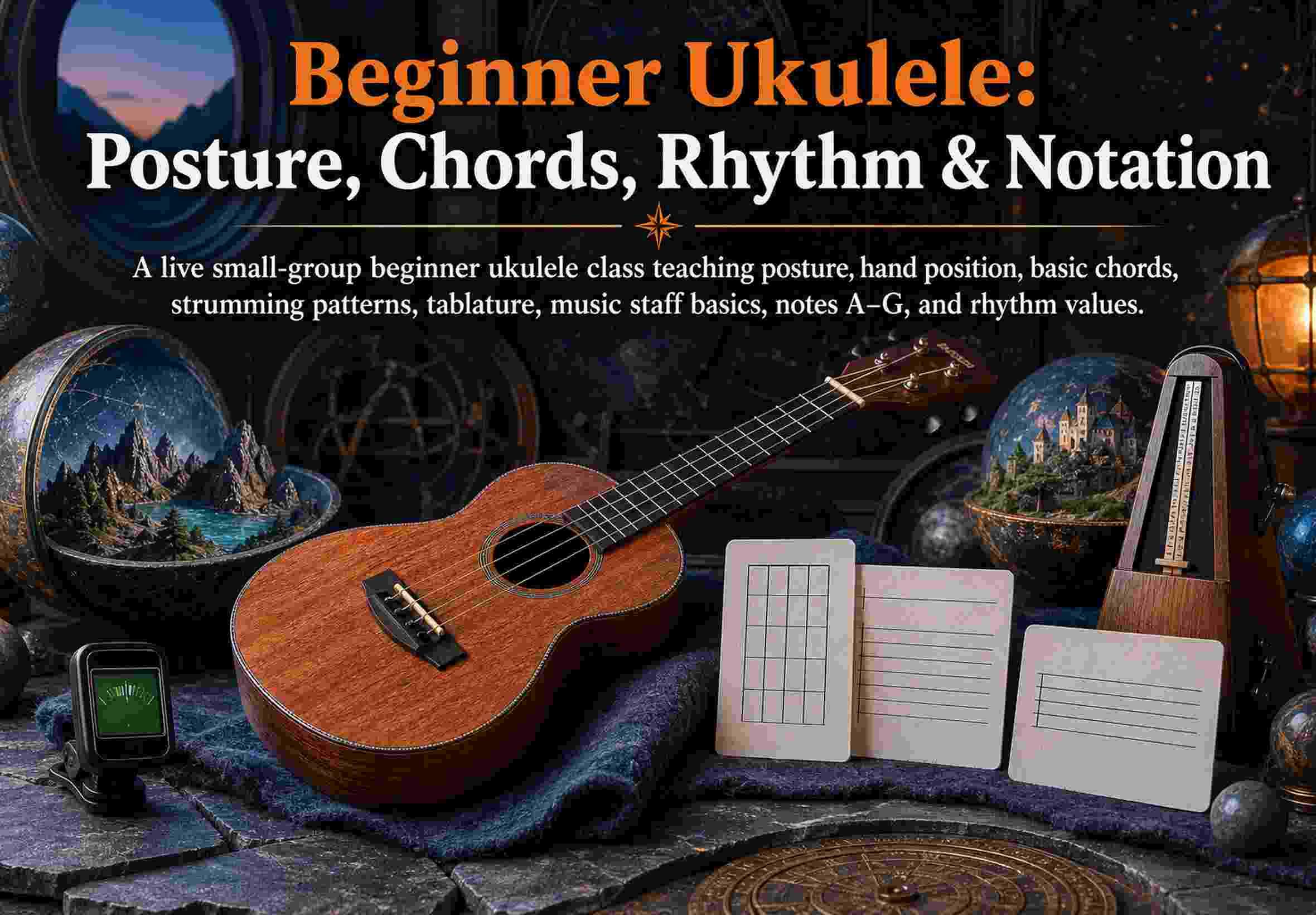 Beginner Ukulele: Posture, Chords, Rhythm & Notation