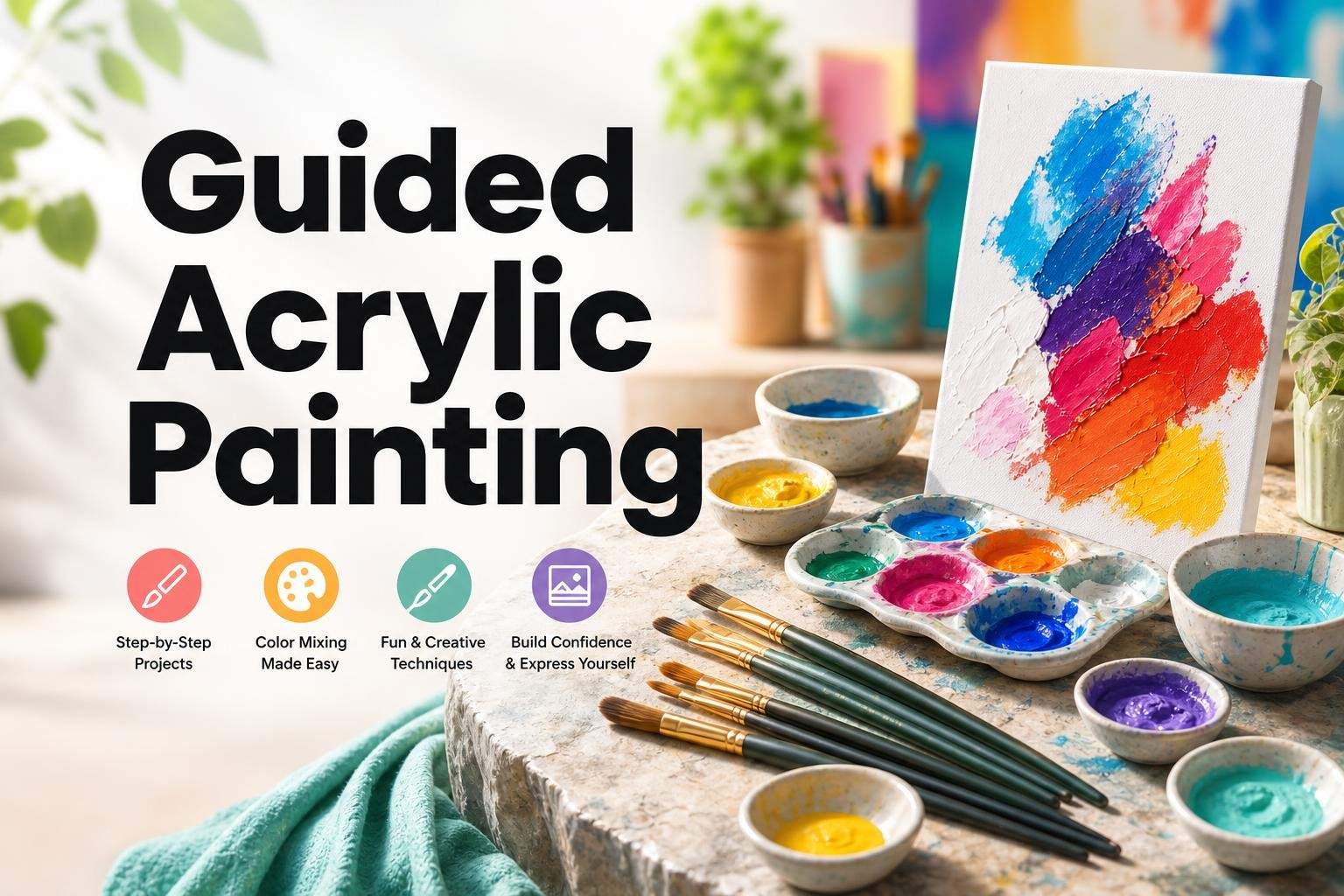 Guided Acrylic Painting: Step-by-Step Projects