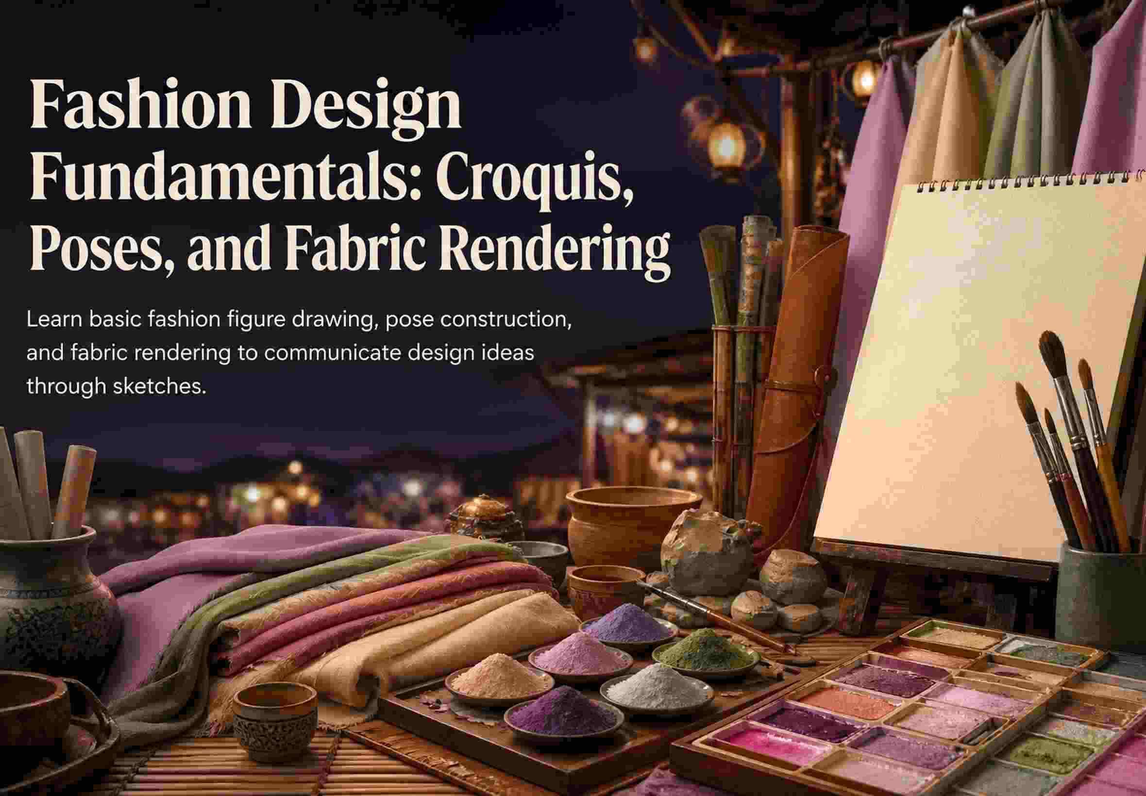 Fashion Design Fundamentals: Croquis, Poses, and Fabric Rendering