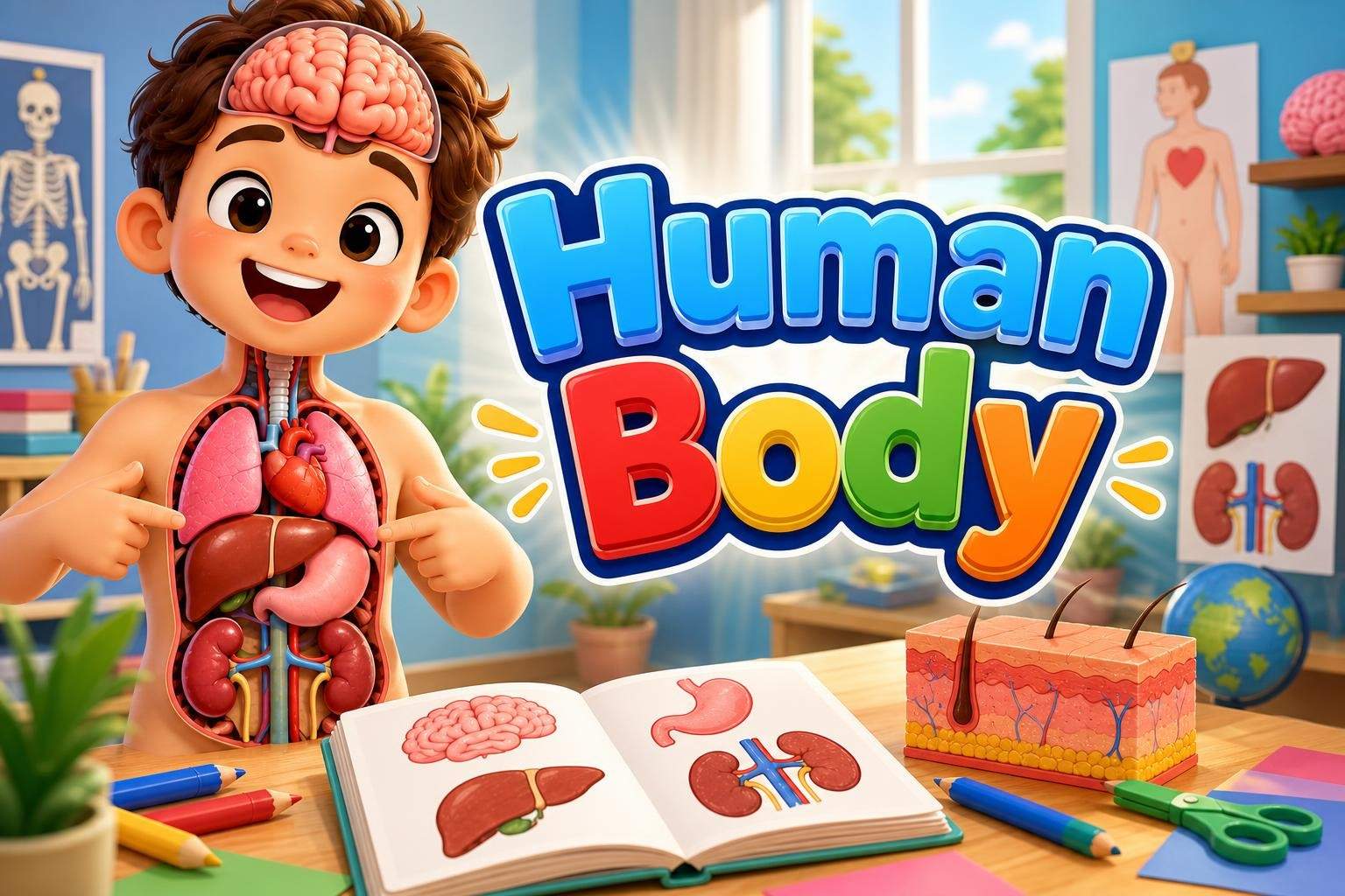 Human Body: Brain, Kidneys, Liver, Stomach & Skin (with Crafts)