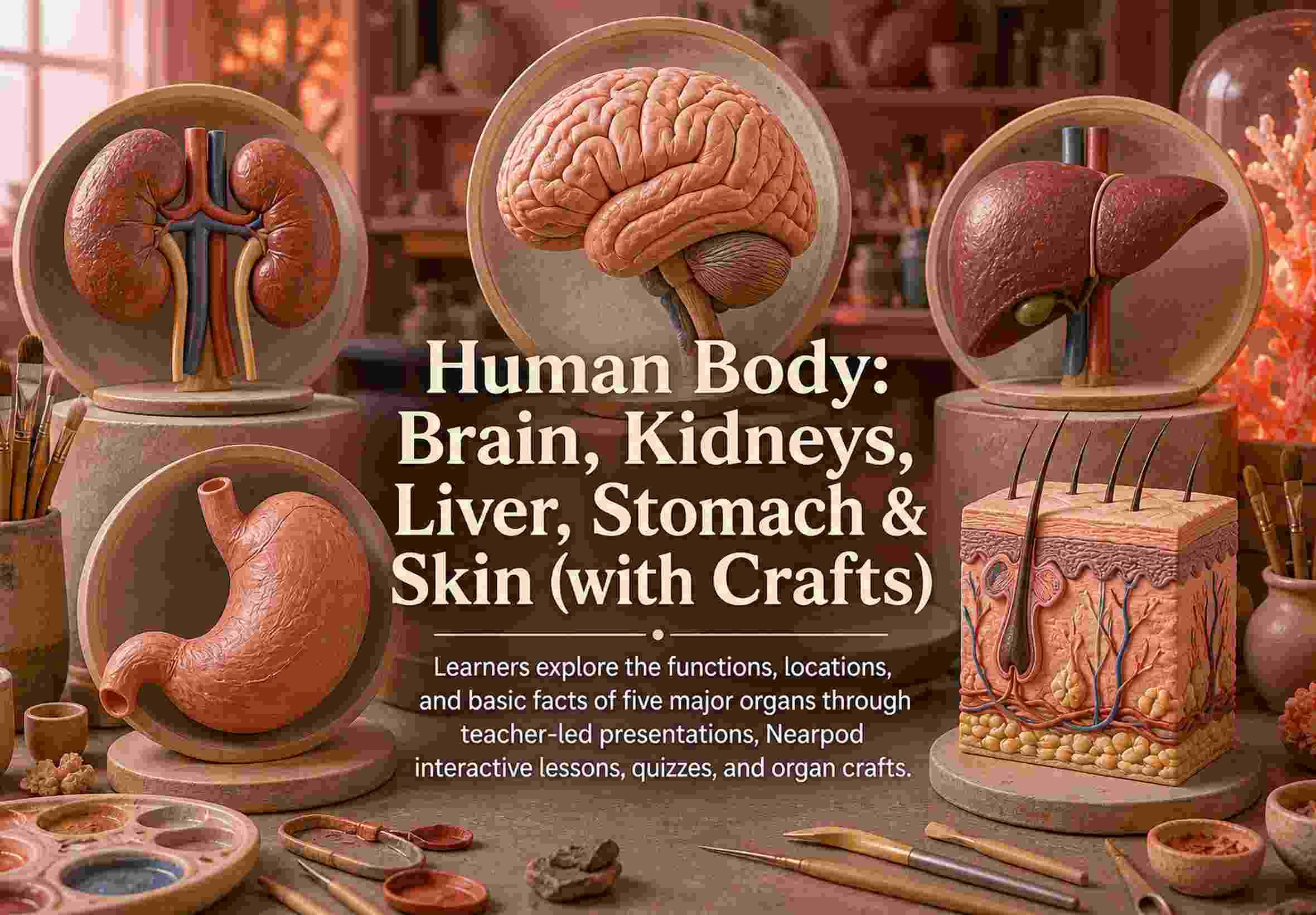 Human Body: Brain, Kidneys, Liver, Stomach & Skin (with Crafts)