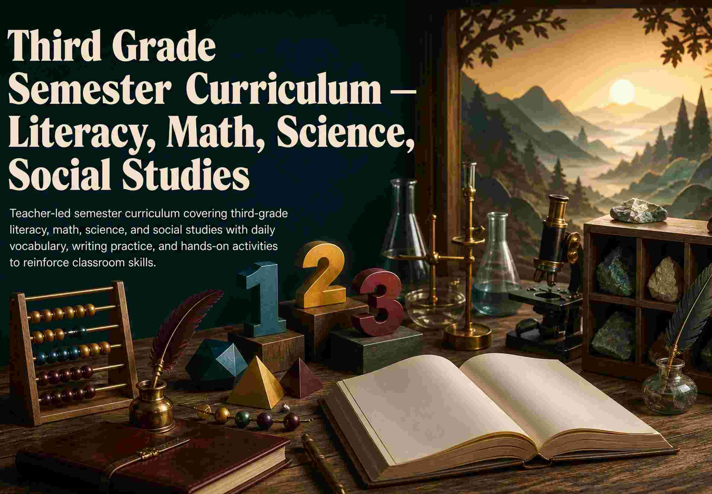 Third Grade Semester Curriculum — Literacy, Math, Science, Social Studies