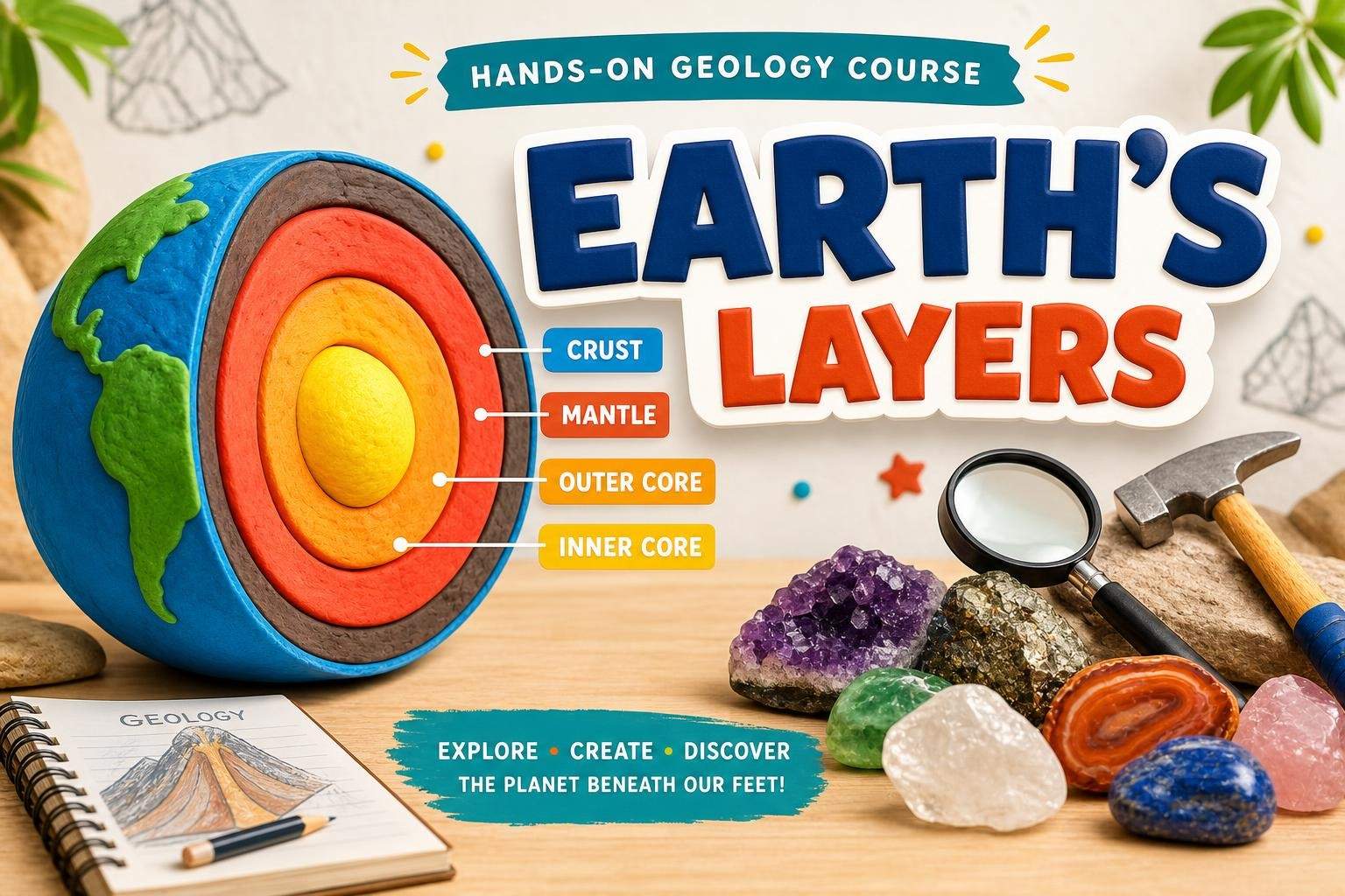 Earth's Layers: Play-Dough Model and Geology Concepts