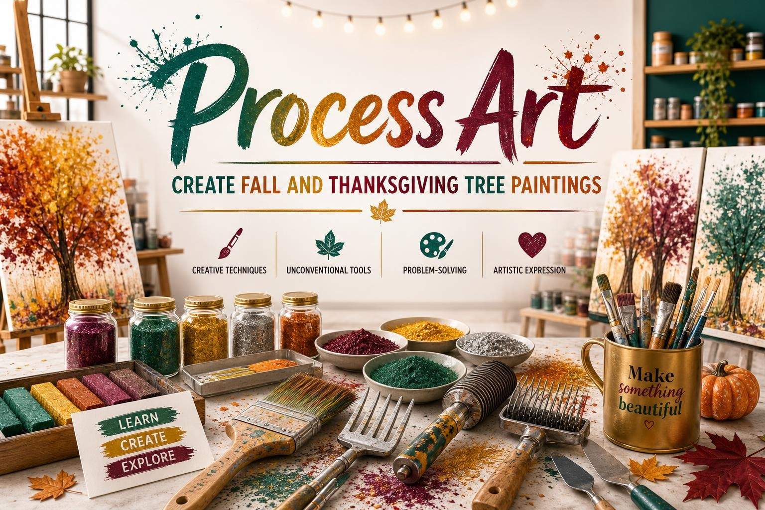 Process Art: Create Fall and Thanksgiving Tree Paintings
