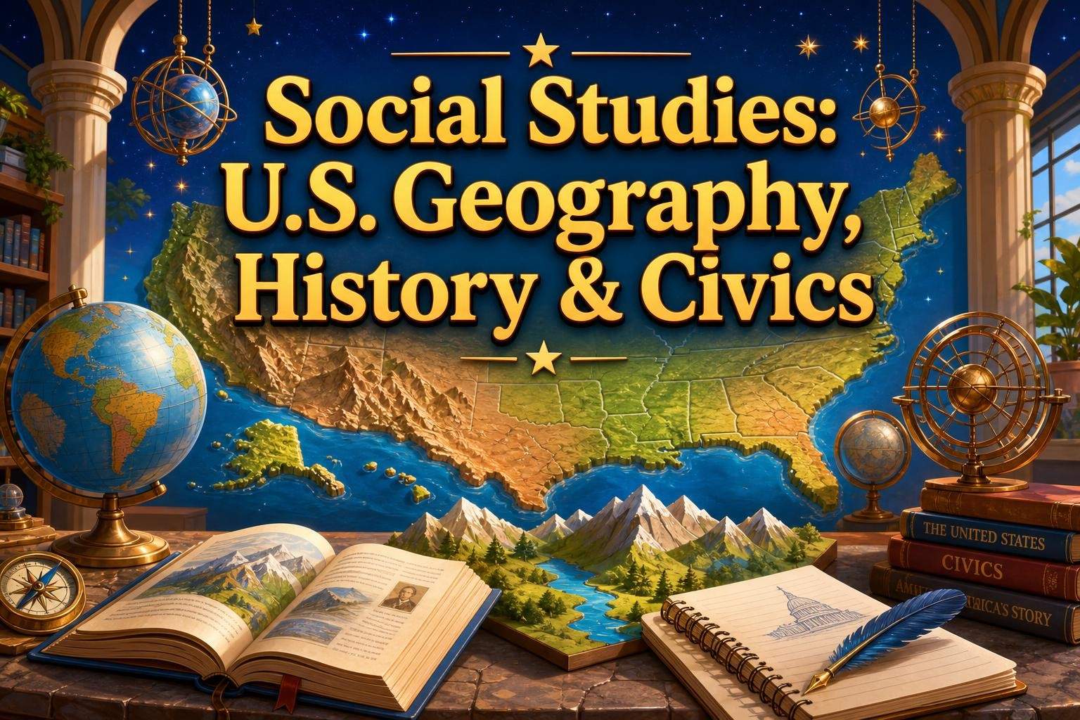 Fourth Grade Social Studies: U.S. Geography, History & Civics