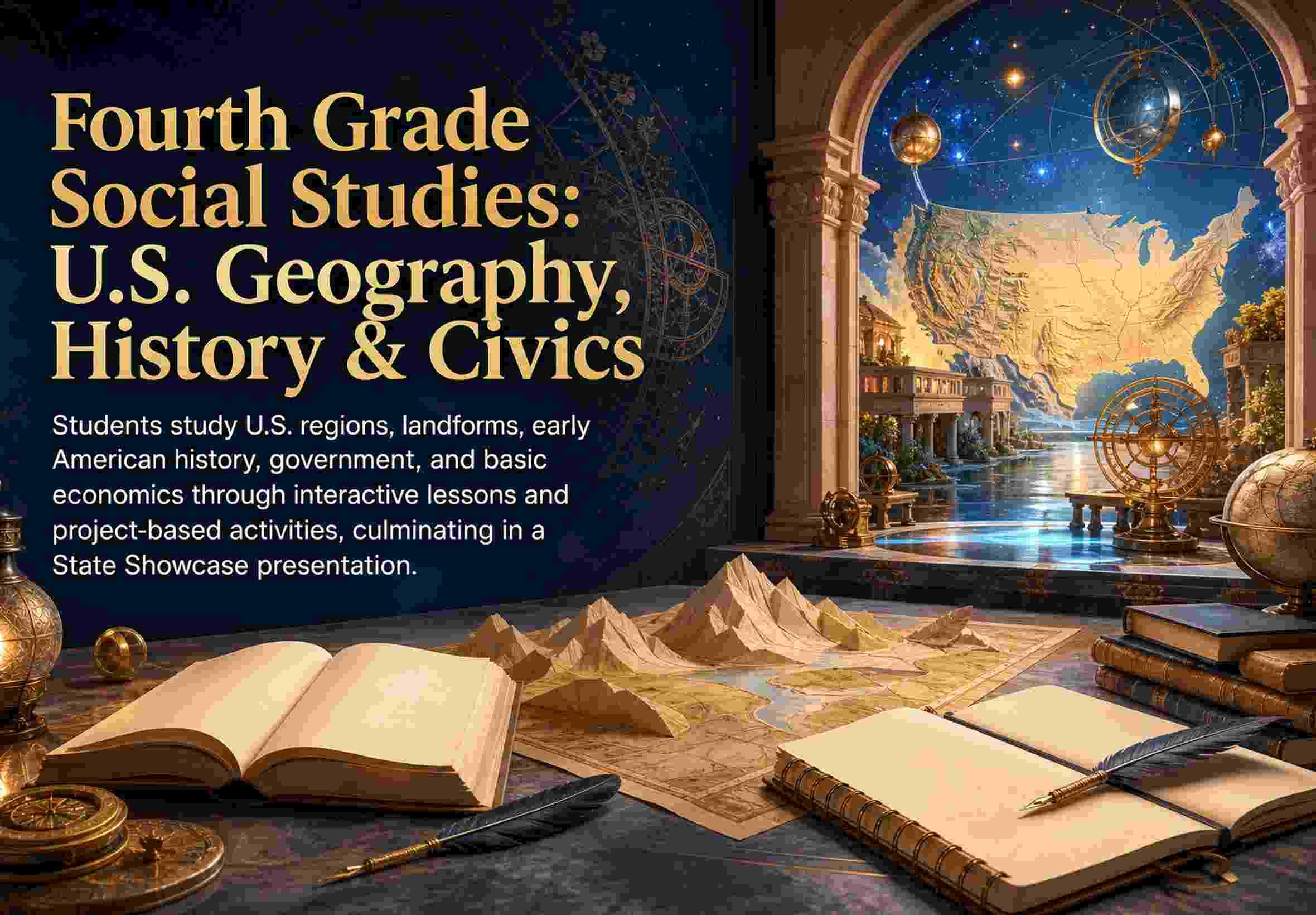 Fourth Grade Social Studies: U.S. Geography, History & Civics