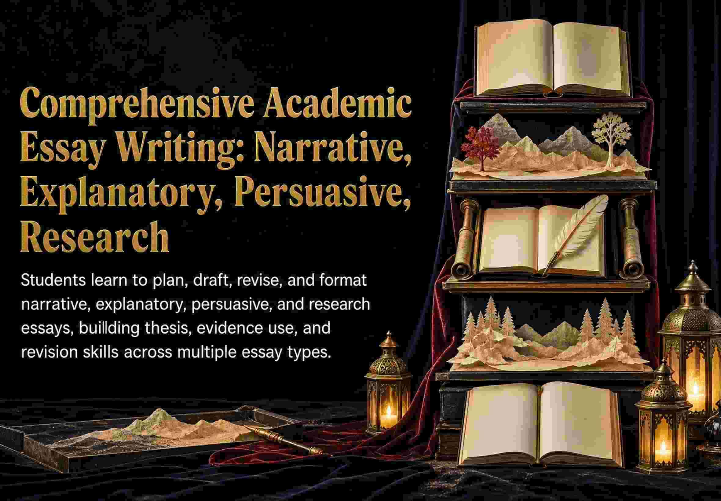 Comprehensive Academic Essay Writing: Narrative, Explanatory, Persuasive, Research