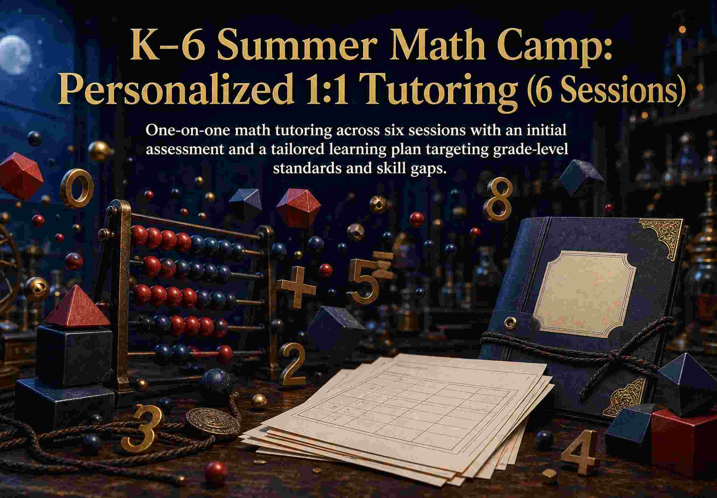 K–6 Summer Math Camp: Personalized 1:1 Tutoring (6 Sessions)