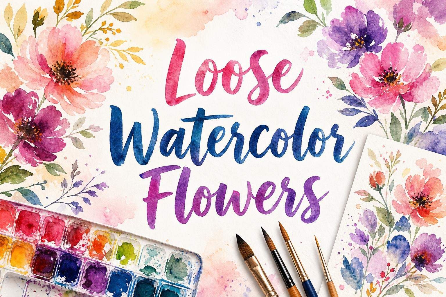 Loose Watercolor Flowers for Kids