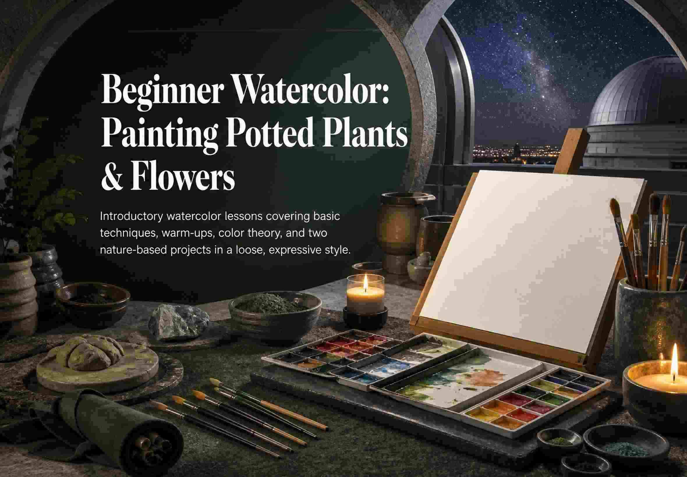 Beginner Watercolor: Painting Potted Plants & Flowers