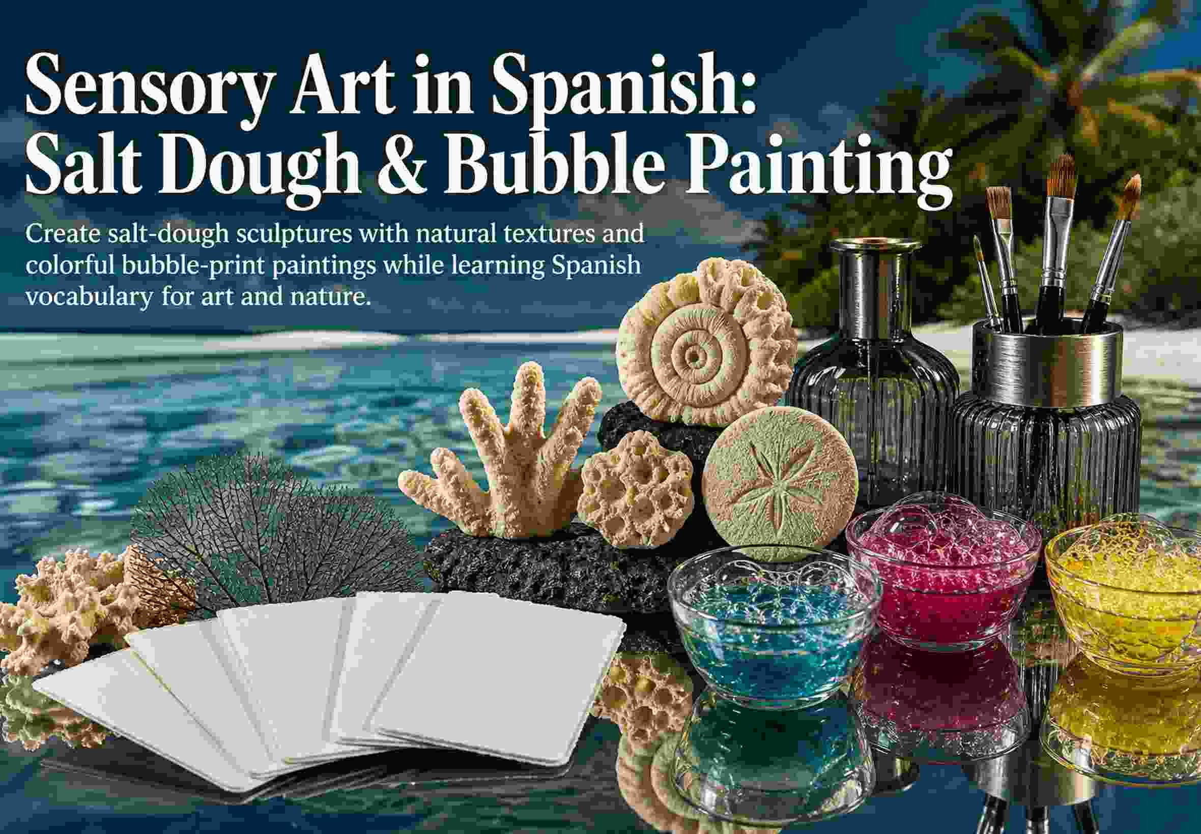 Sensory Art in Spanish: Salt Dough & Bubble Painting