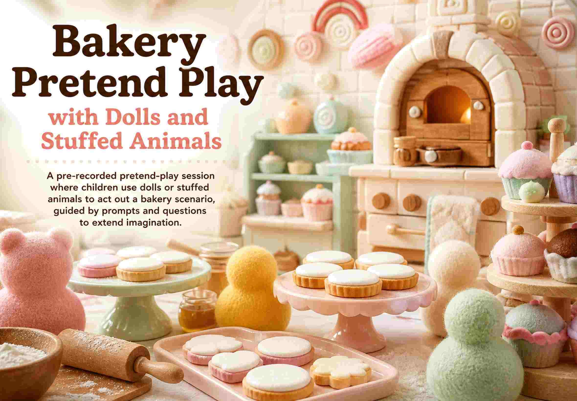 Bakery Pretend Play with Dolls and Stuffed Animals