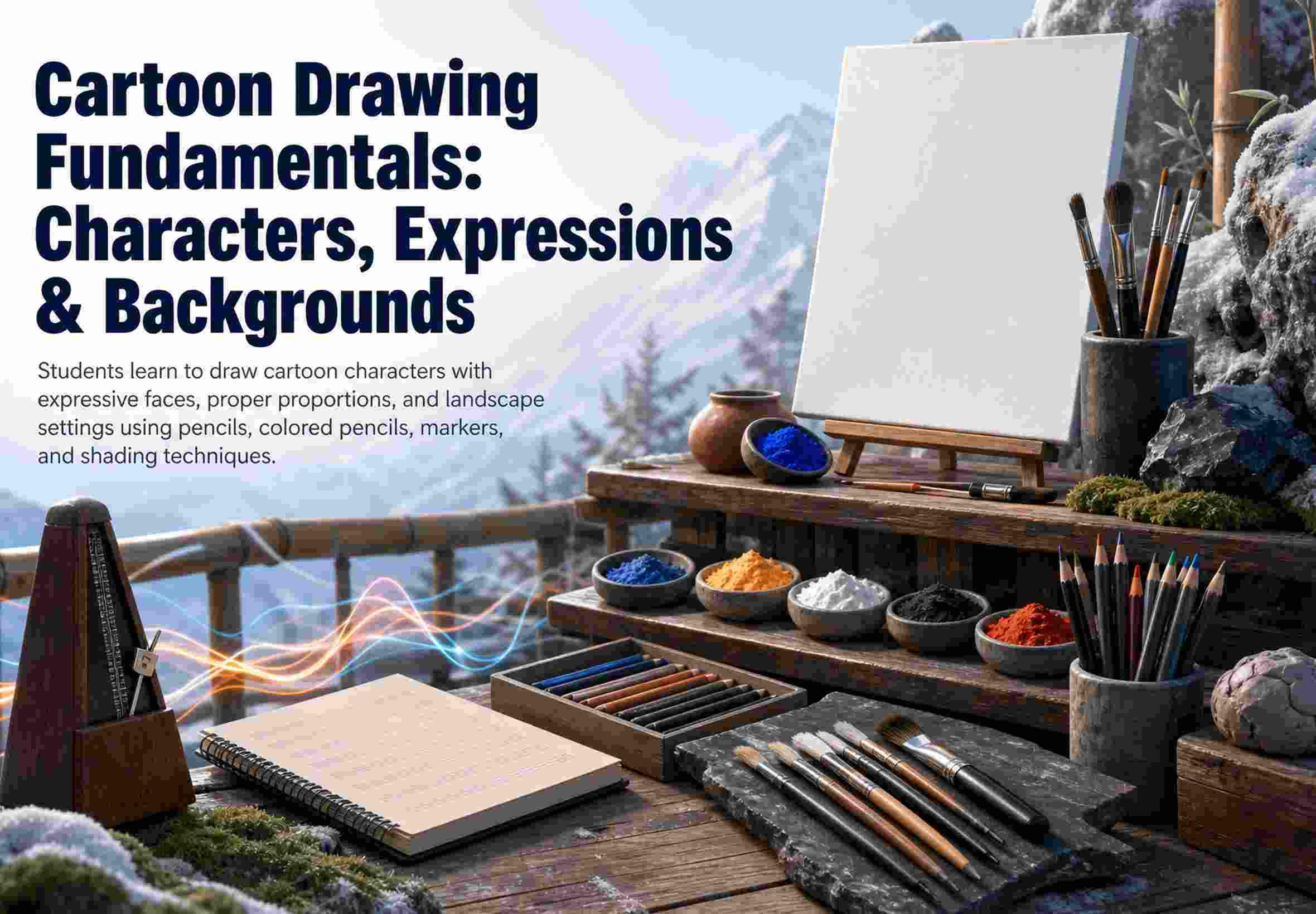Cartoon Drawing Fundamentals: Characters, Expressions & Backgrounds