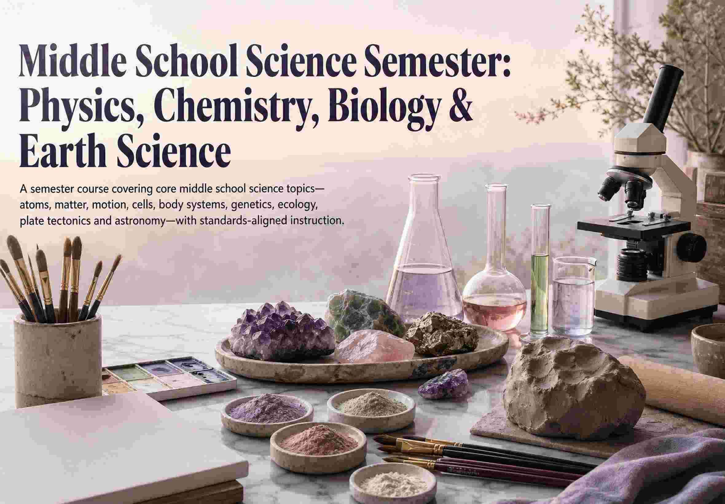 Middle School Science Semester: Physics, Chemistry, Biology & Earth Science