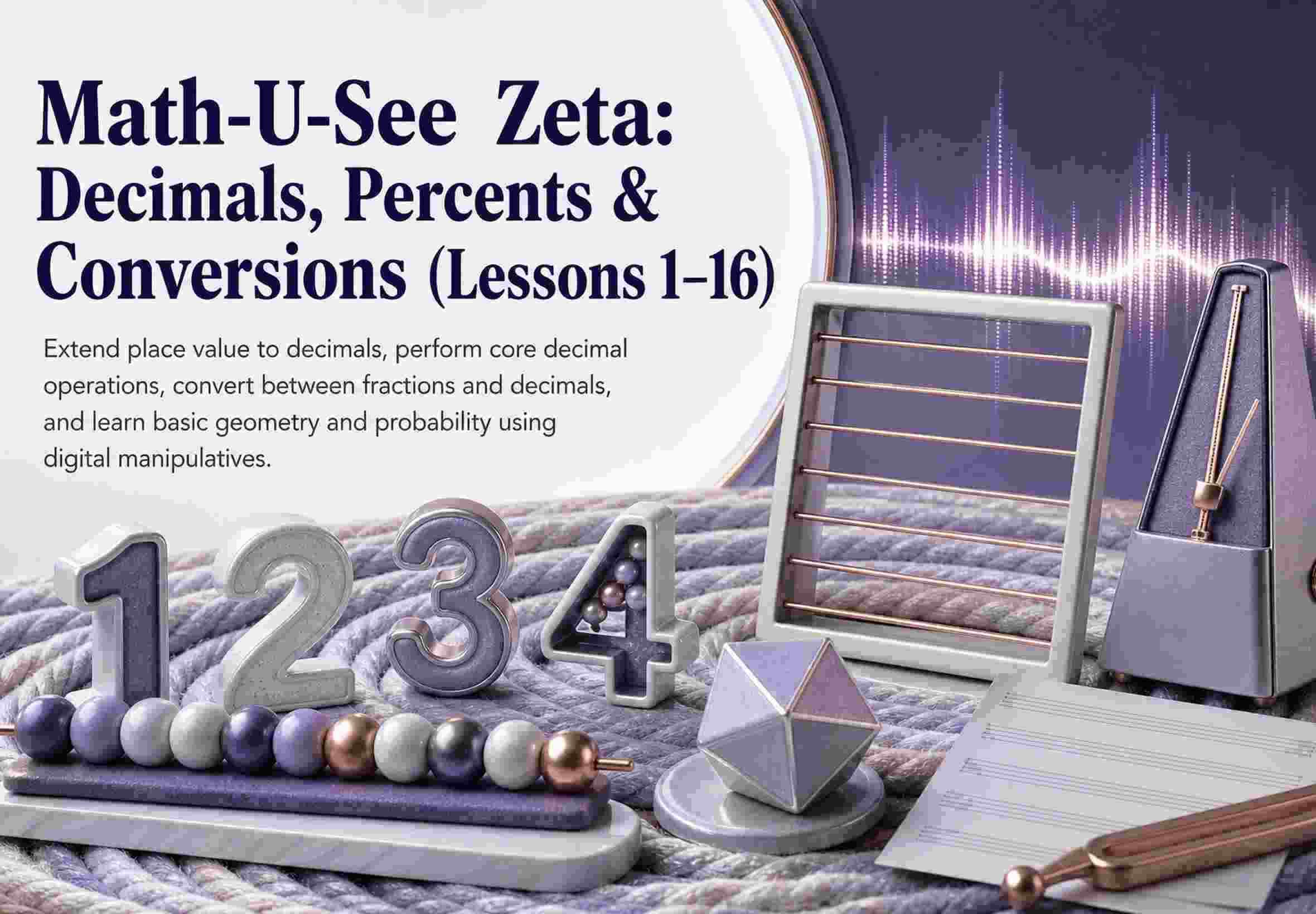 Math-U-See Zeta: Decimals, Percents & Conversions (Lessons 1–16)