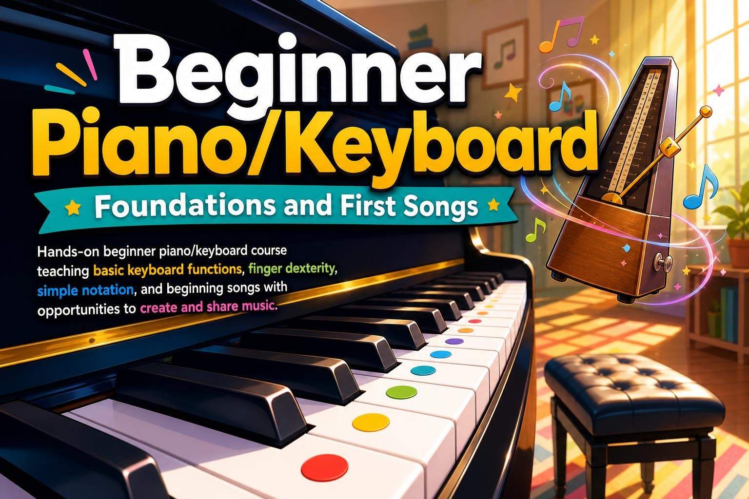 Beginner Piano/Keyboard: Foundations and First Songs