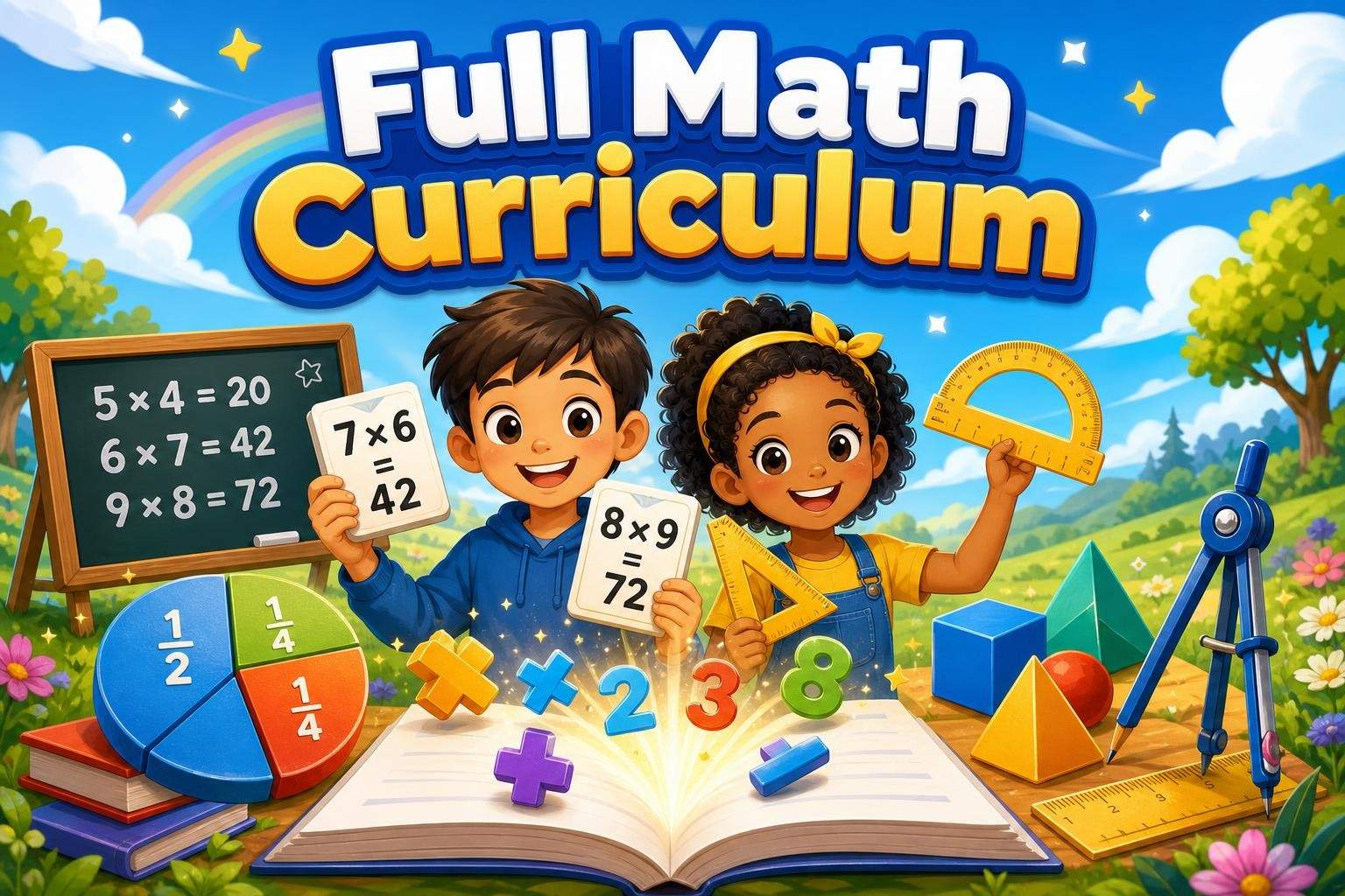 Grade 3 Full Math Curriculum: Multiplication, Fractions & Geometry