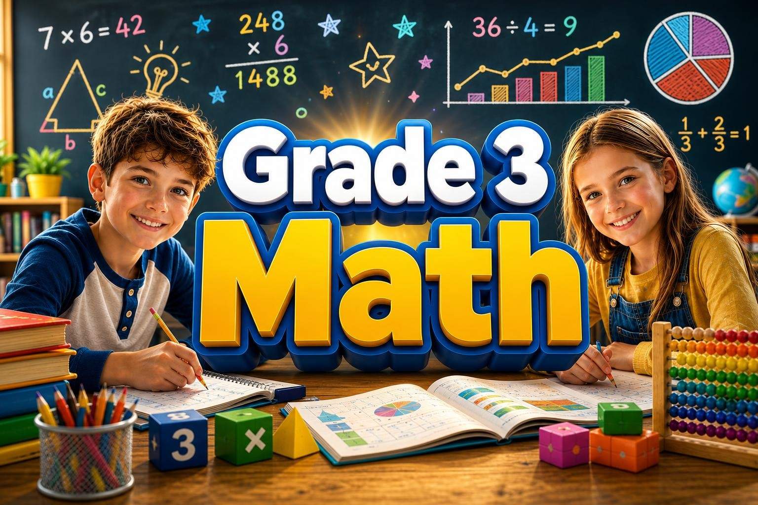 Grade 3 Math Full Curriculum: Multiplication, Fractions & More