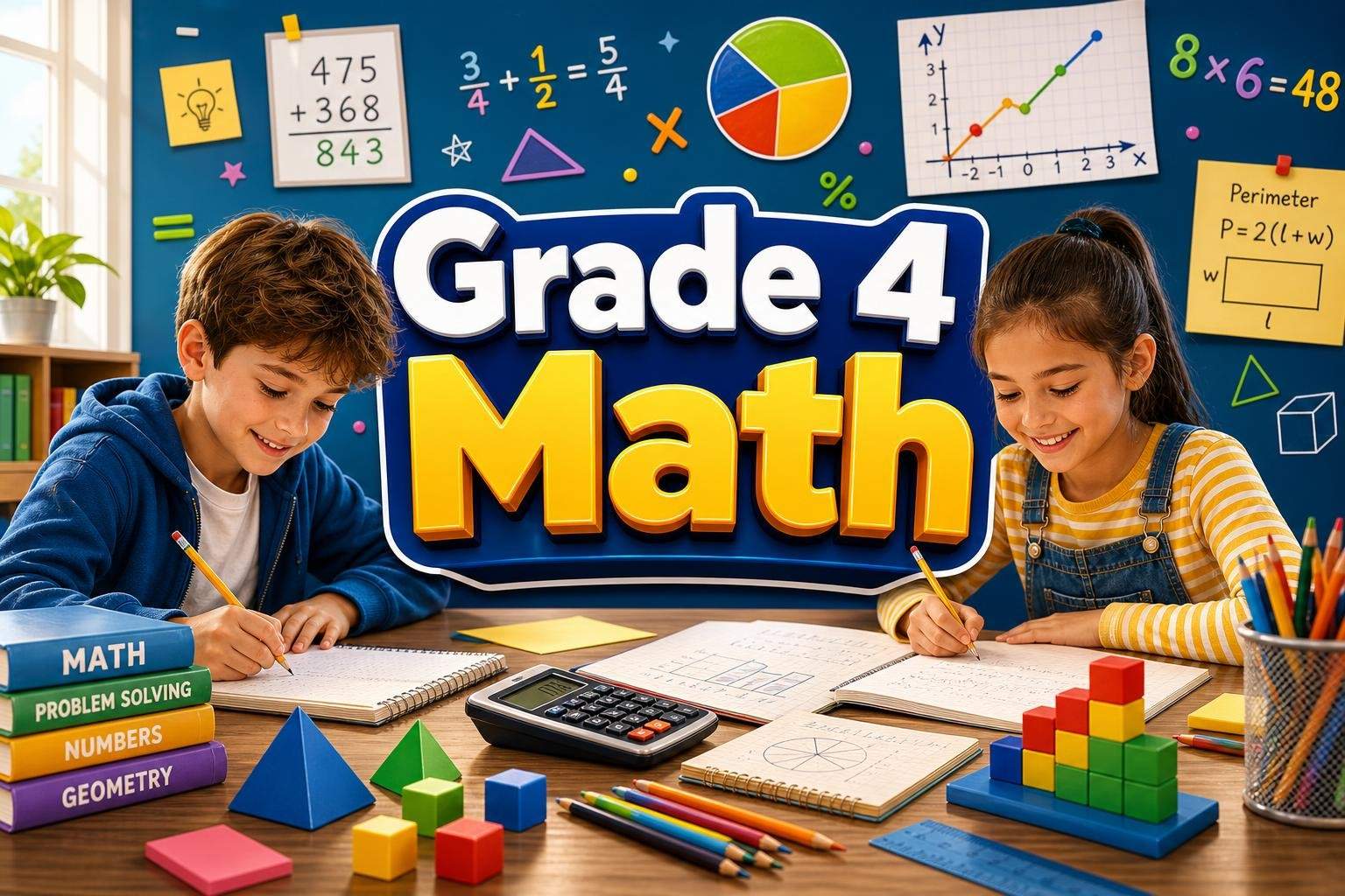 Grade 4 Math: Operations, Fractions, Decimals & Geometry