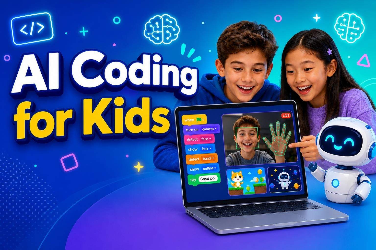 AI Coding for Kids L1: Build Face and Hand Detection Games
