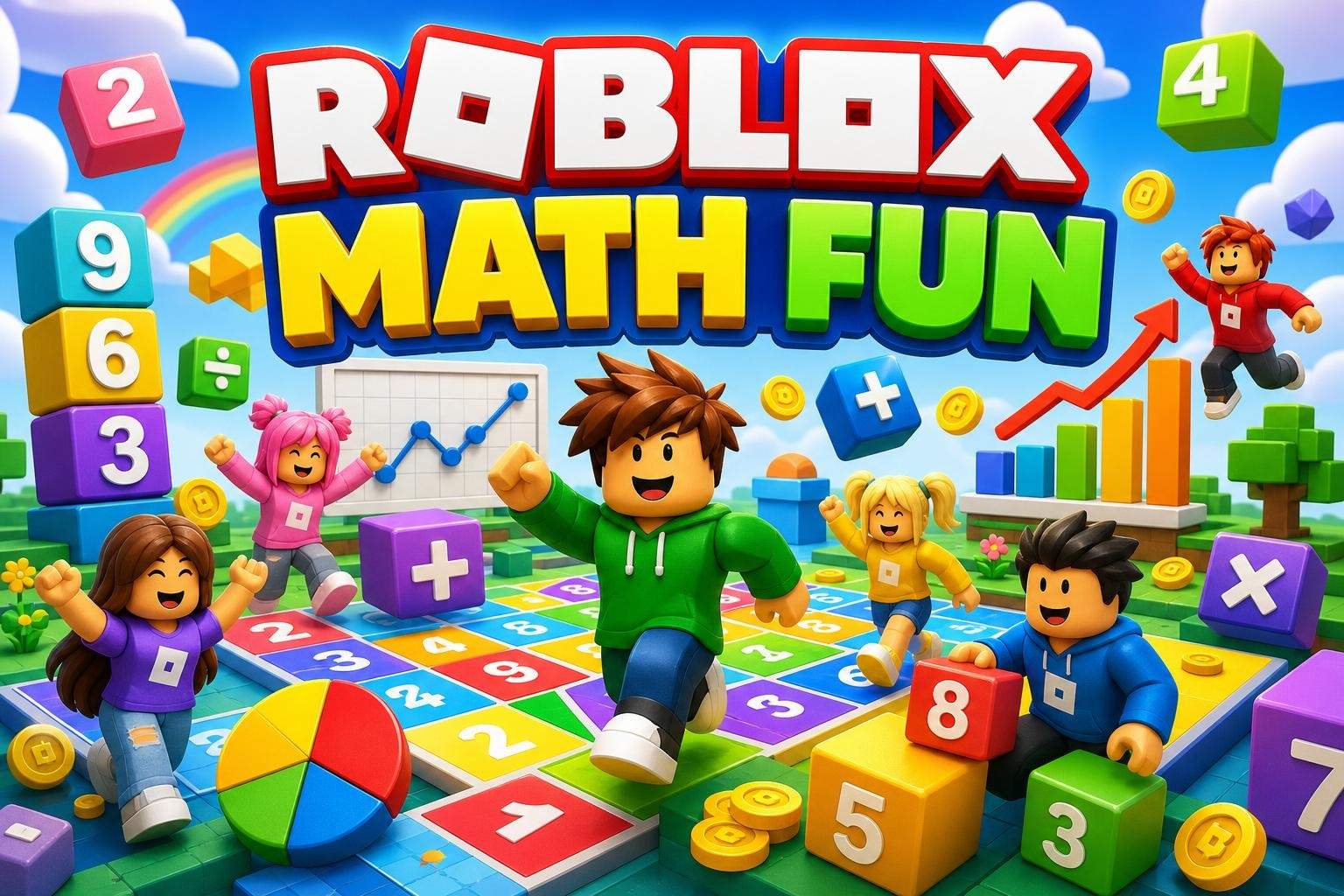 Roblox Math Level 2: Division, Fractions, Shapes & Measurement Grades 1-3