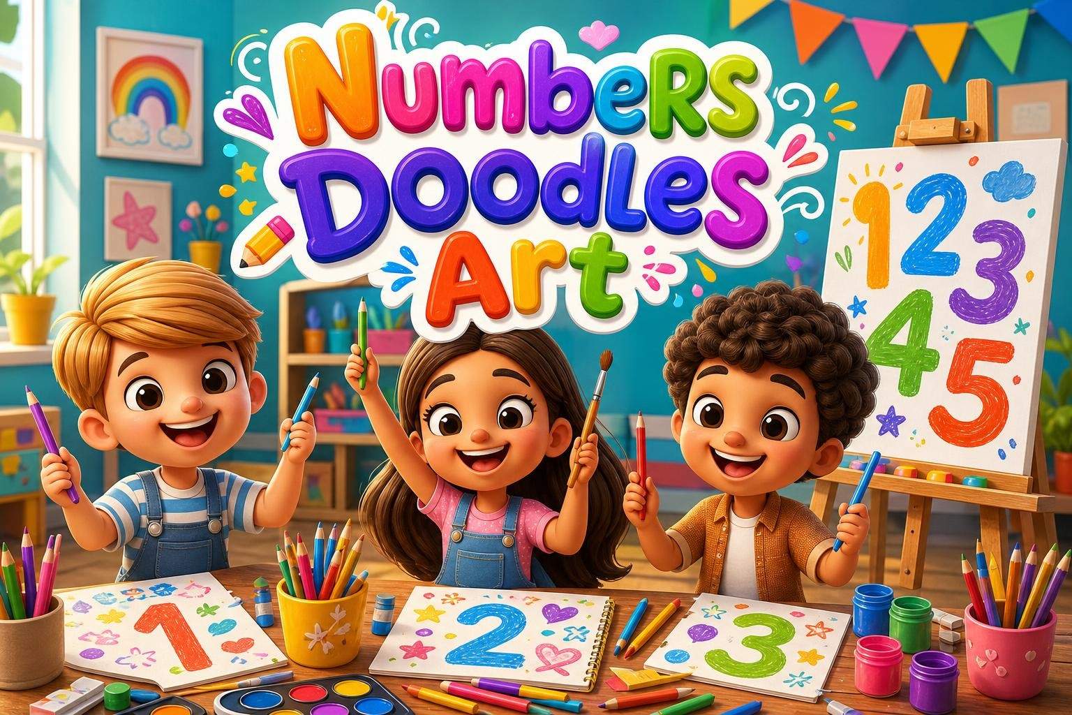 Numbers Doodles Art Club Ages 5-10: Turn Numbers 1-12 into Drawings