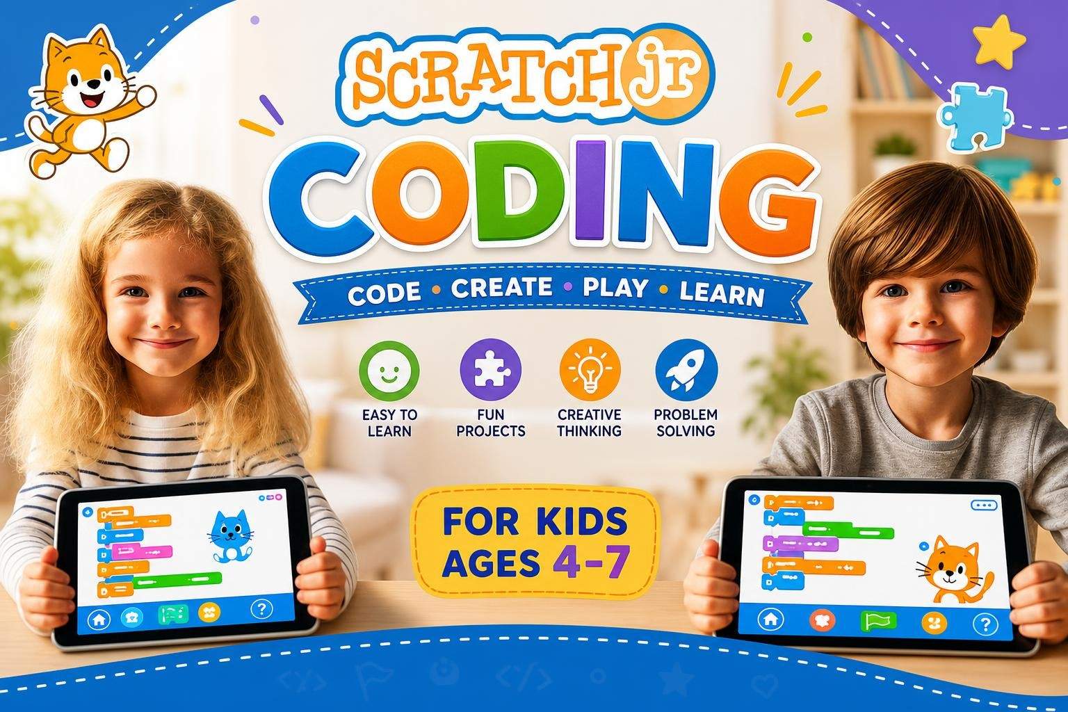 ScratchJr Coding Club: Weekly Projects for Ages 4-7