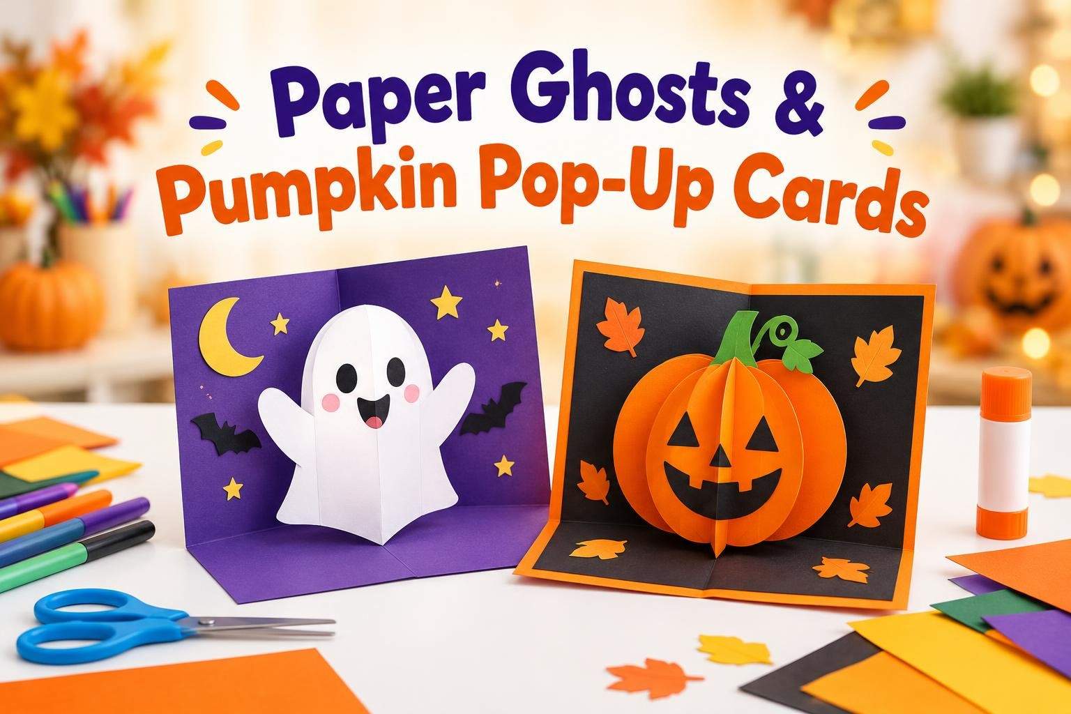 Paper Ghosts & Pumpkin Pop-Up Cards