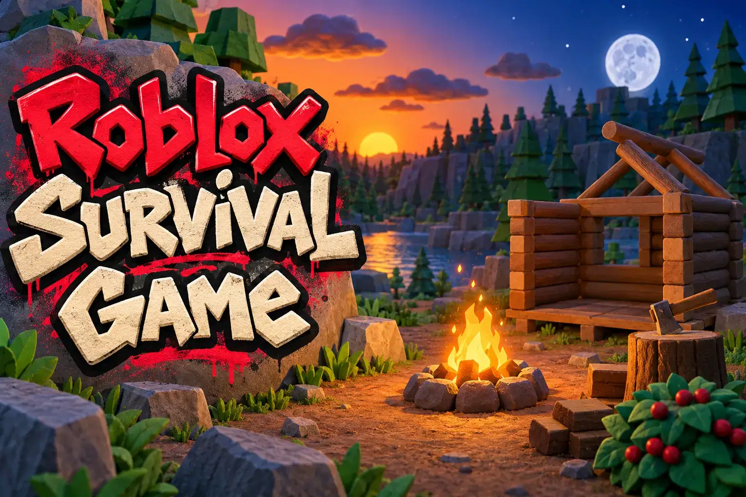 Roblox Survival Game: Code Hunger, Shelter and Day-Night Cycles