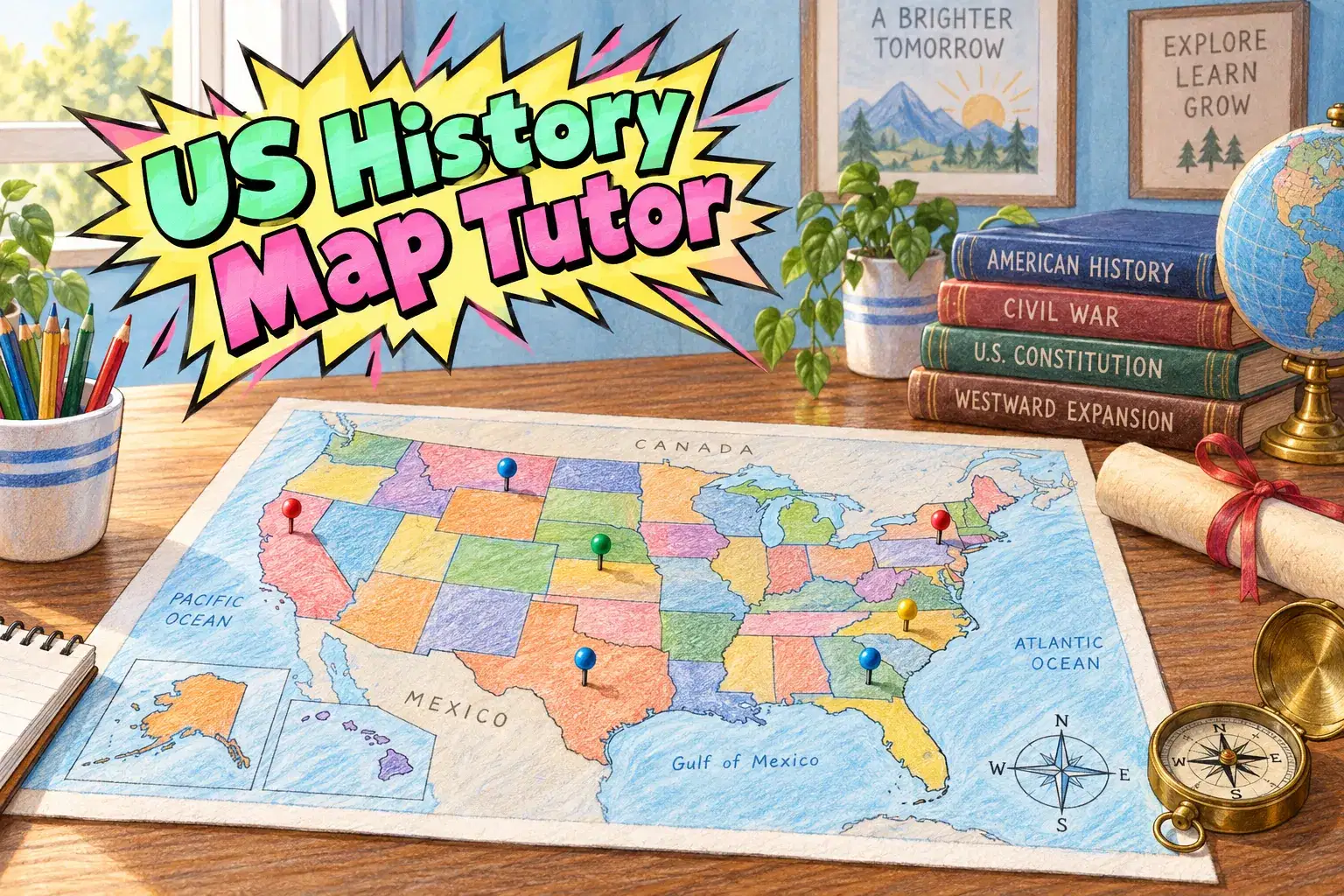 1-on-1 US History Tutoring with Map Projects